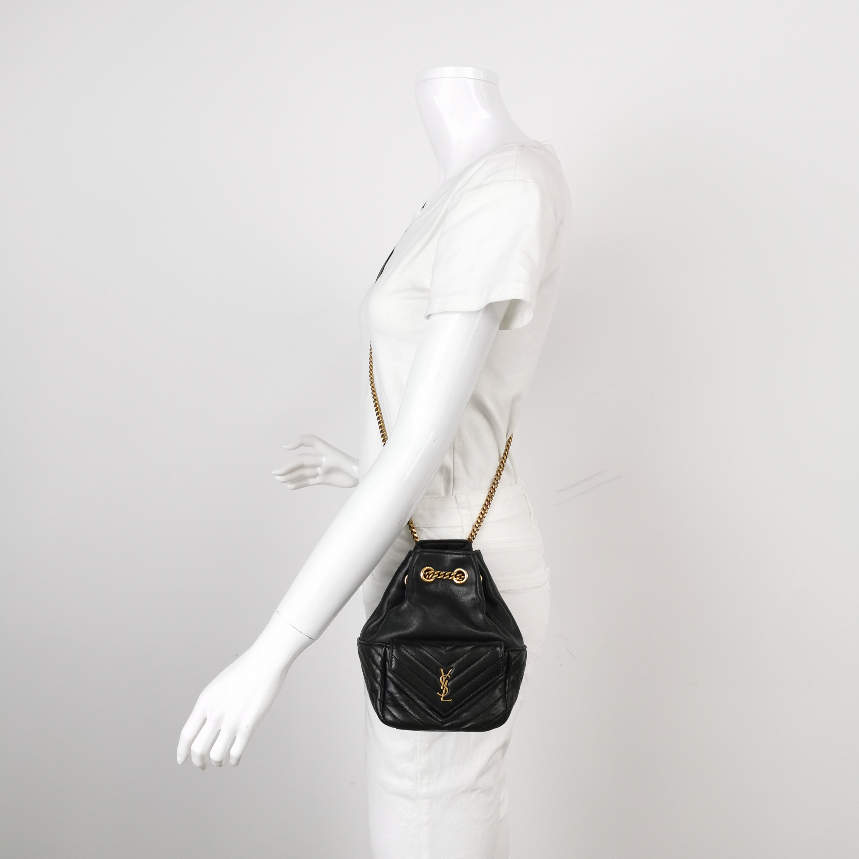 Saint Laurent Joe Bucket Bag Matelasse Chevron Leather Mini — alternate view