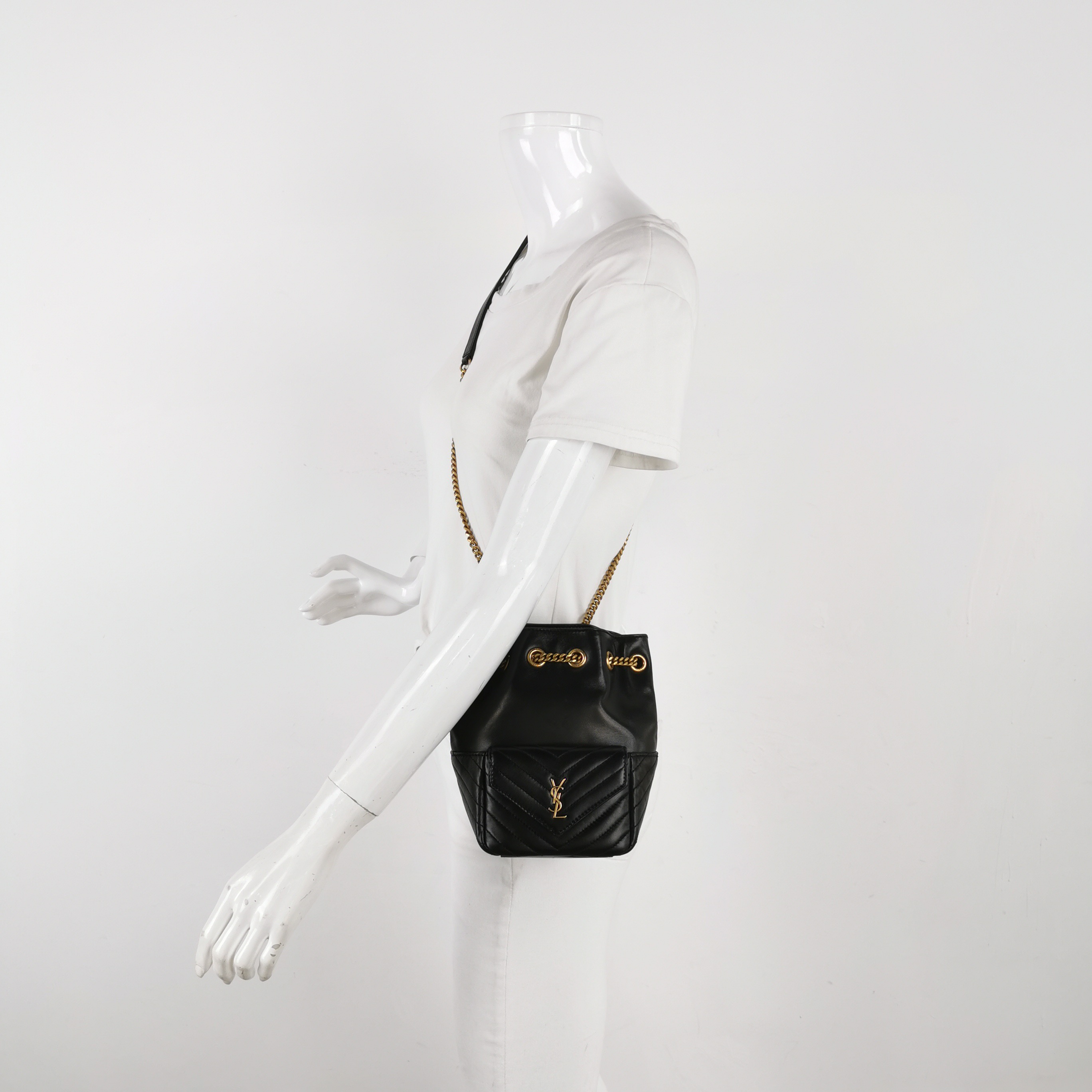 Saint Laurent Joe Bucket Bag Matelasse Chevron Leather Mini — alternate view