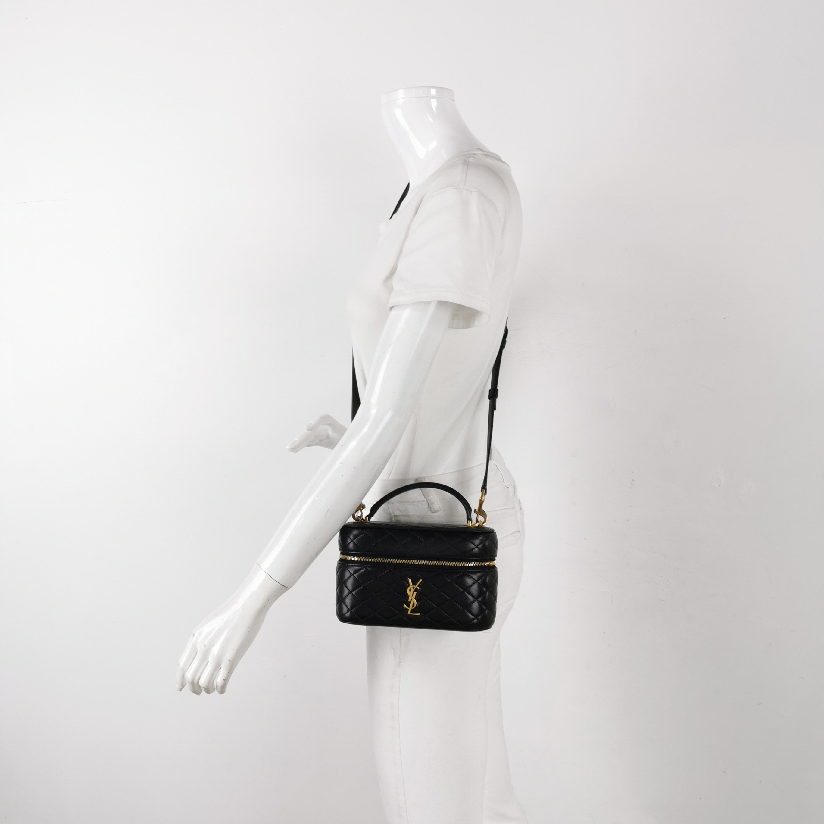 Saint Laurent Gaby Zip Around Vanity Bag Quilted Leather — alternate view