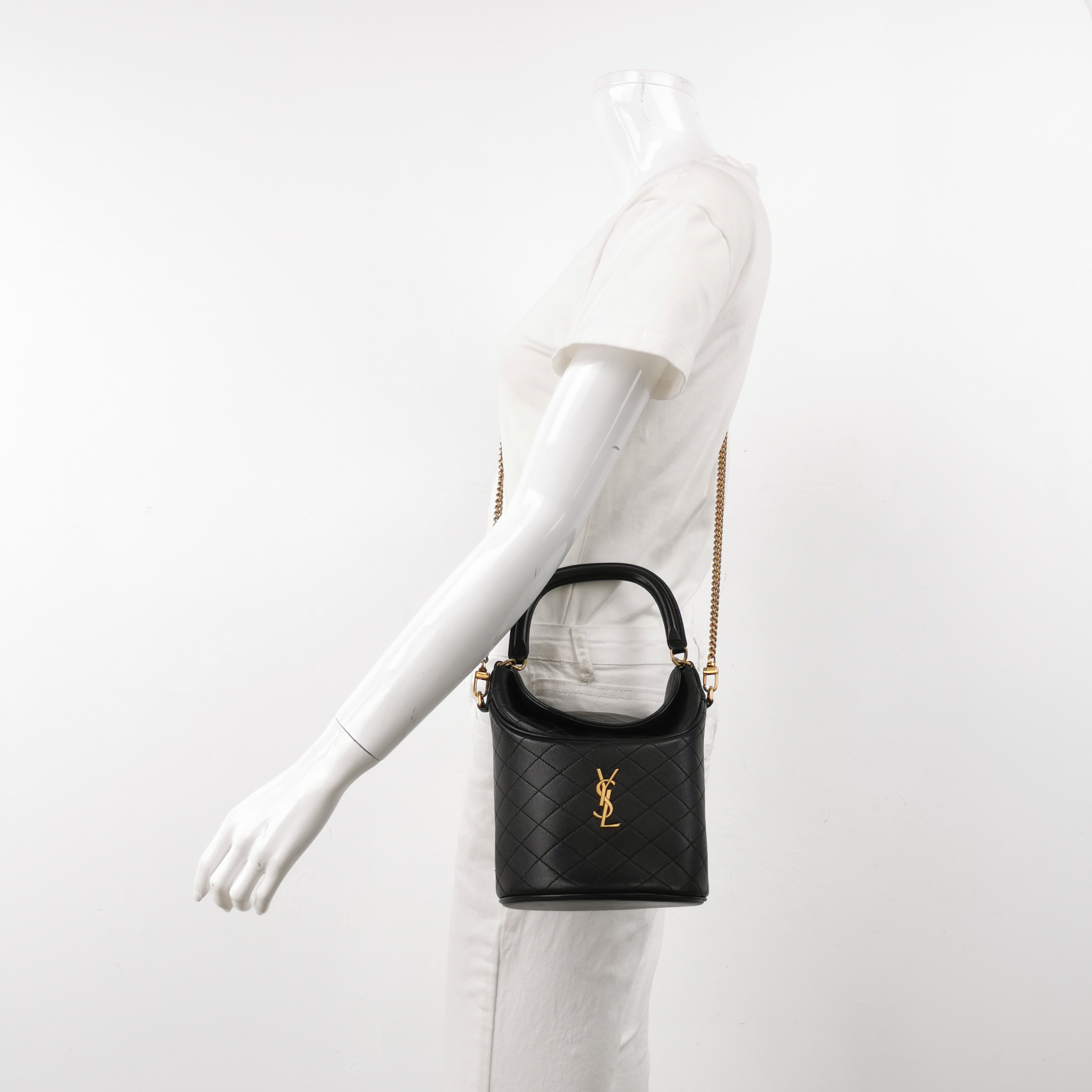 Saint Laurent Gaby Chain Bucket Bag Quilted Leather Mini — alternate view