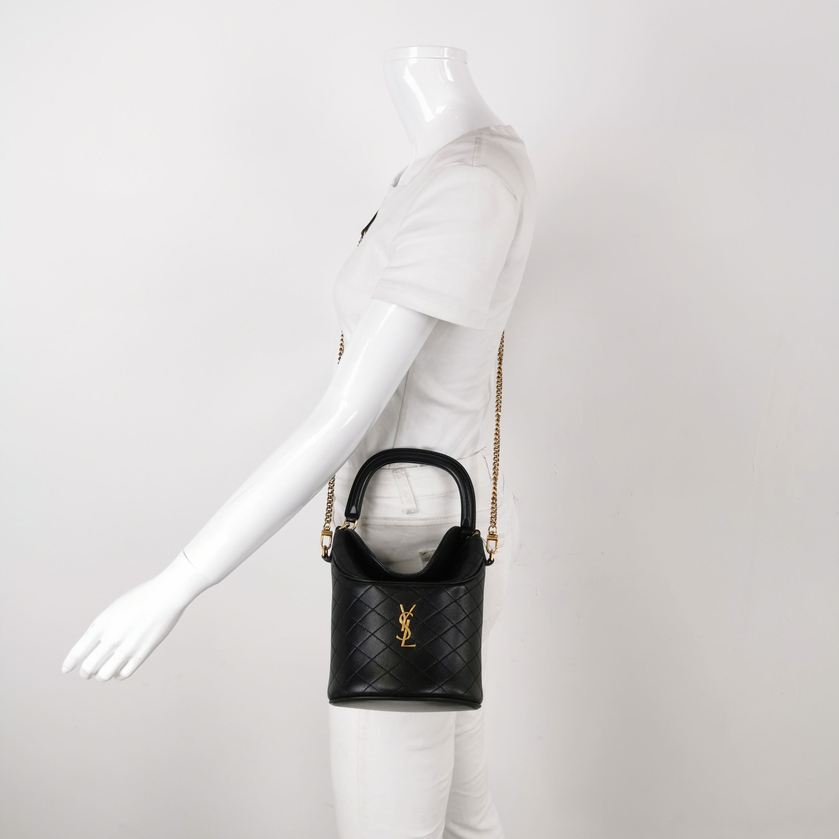 Saint Laurent Gaby Chain Bucket Bag Quilted Leather Mini — alternate view