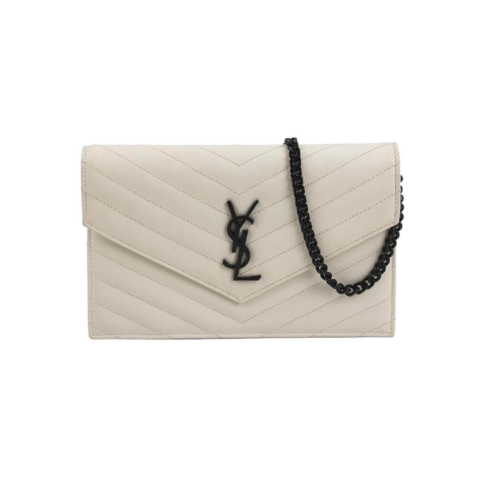 Saint Laurent Classic Monogram Wallet on Chain Matelasse Chevron Leather Small — photo 1 of 17