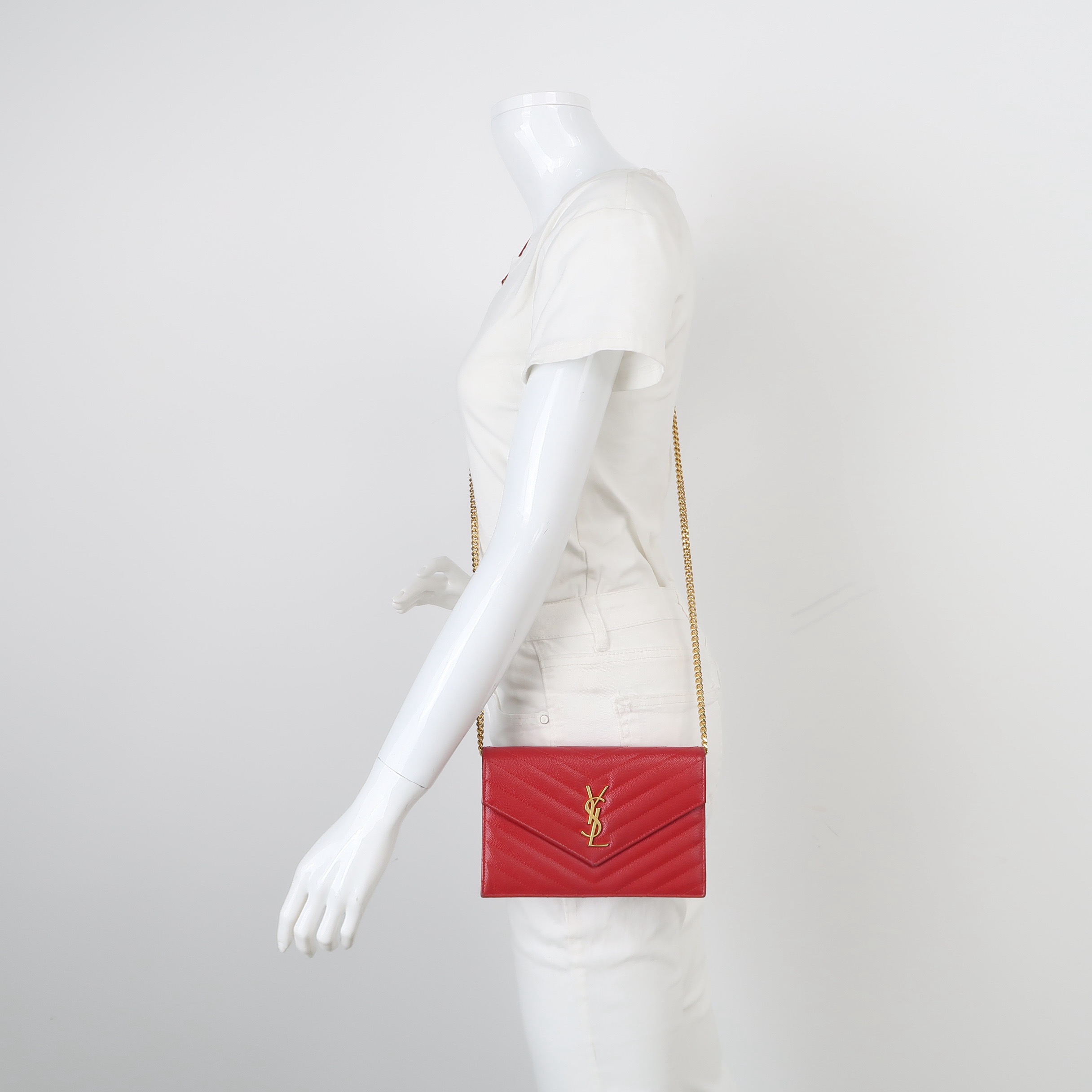 Saint Laurent Classic Monogram Envelope Satchel Matelasse Chevron Leather — alternate view