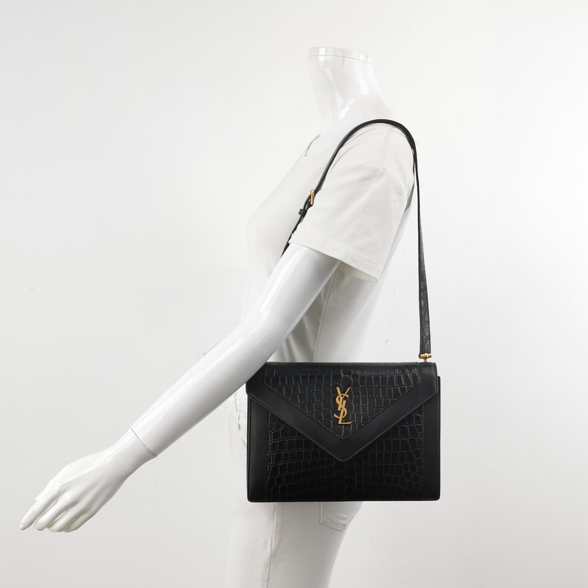 Saint Laurent Gaby Envelope Satchel Crocodile Embossed Leather — alternate view