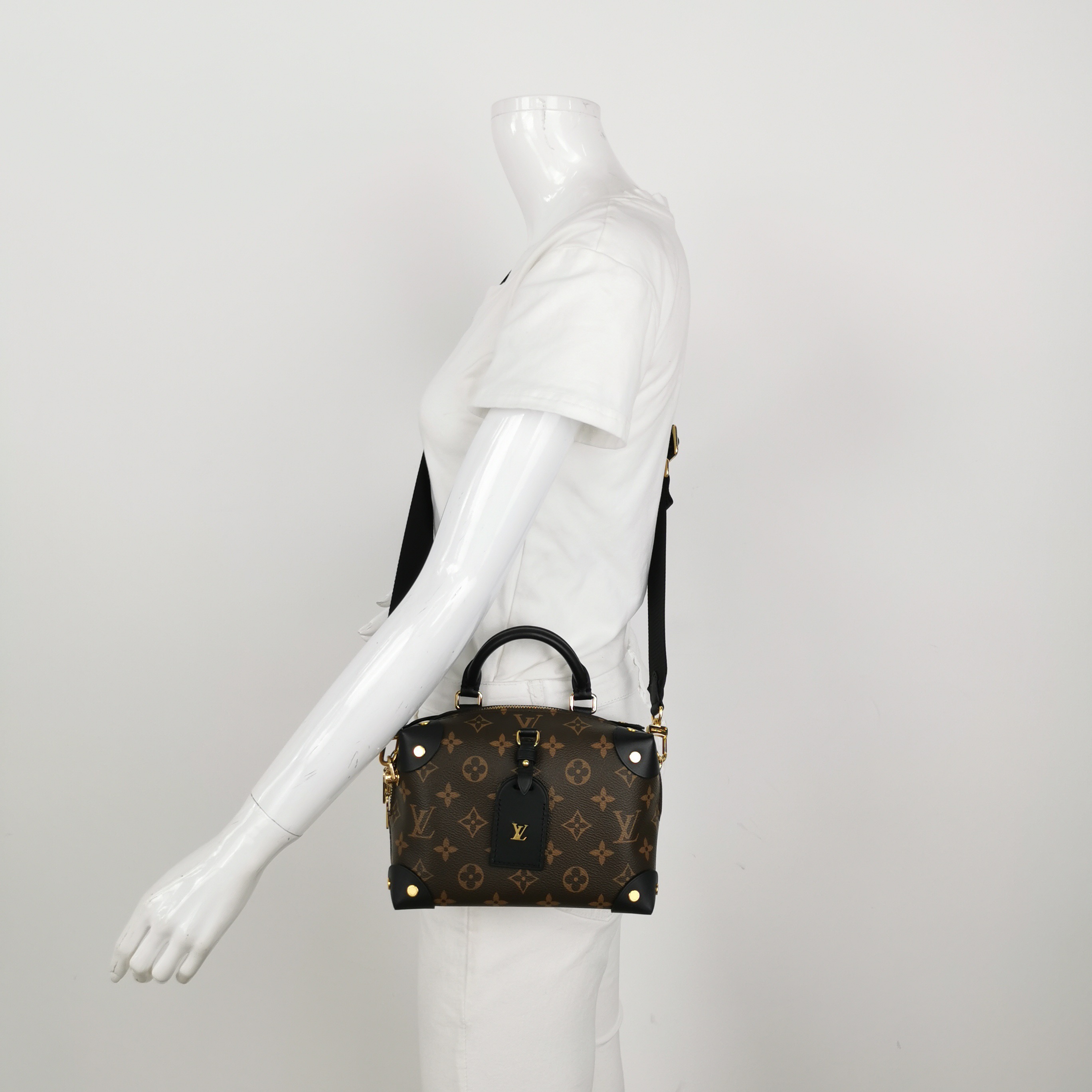 Louis Vuitton(LV) Petite Malle Souple Handbag Monogram Canvas with Leather — alternate view