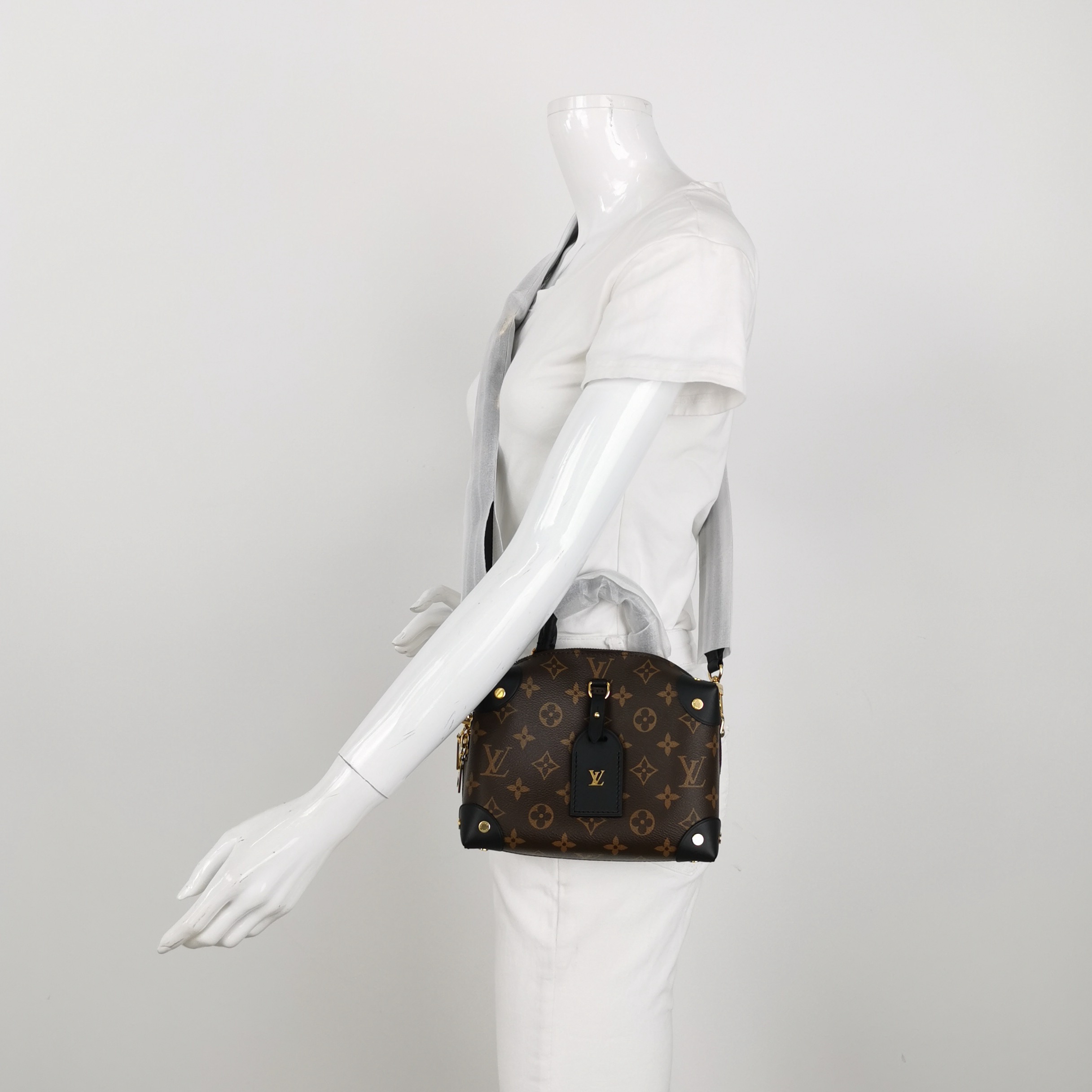 Louis Vuitton(LV) Petite Malle Souple Handbag Monogram Canvas with Leather — alternate view