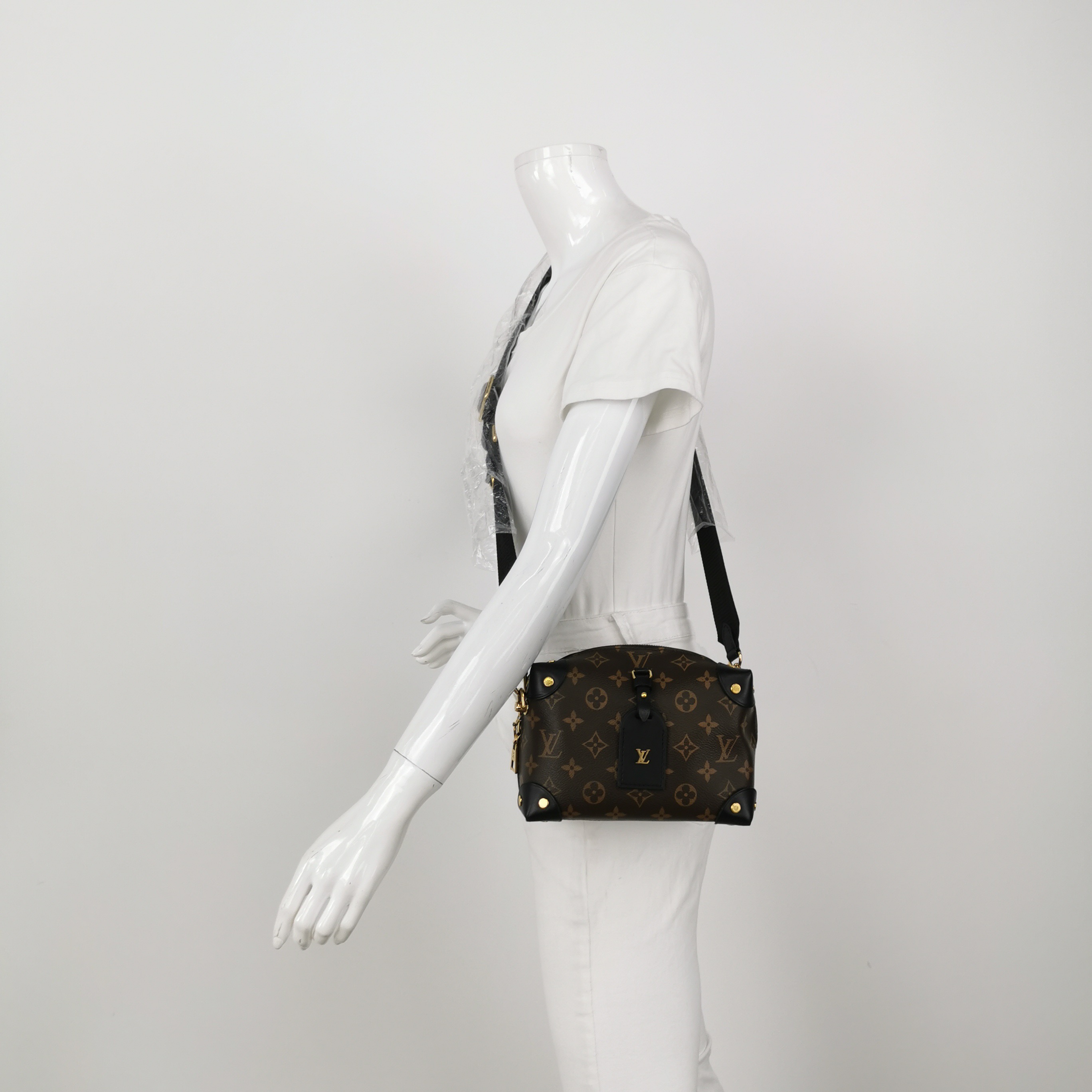 Louis Vuitton(LV) Petite Malle Souple Handbag Monogram Canvas with Leather — alternate view