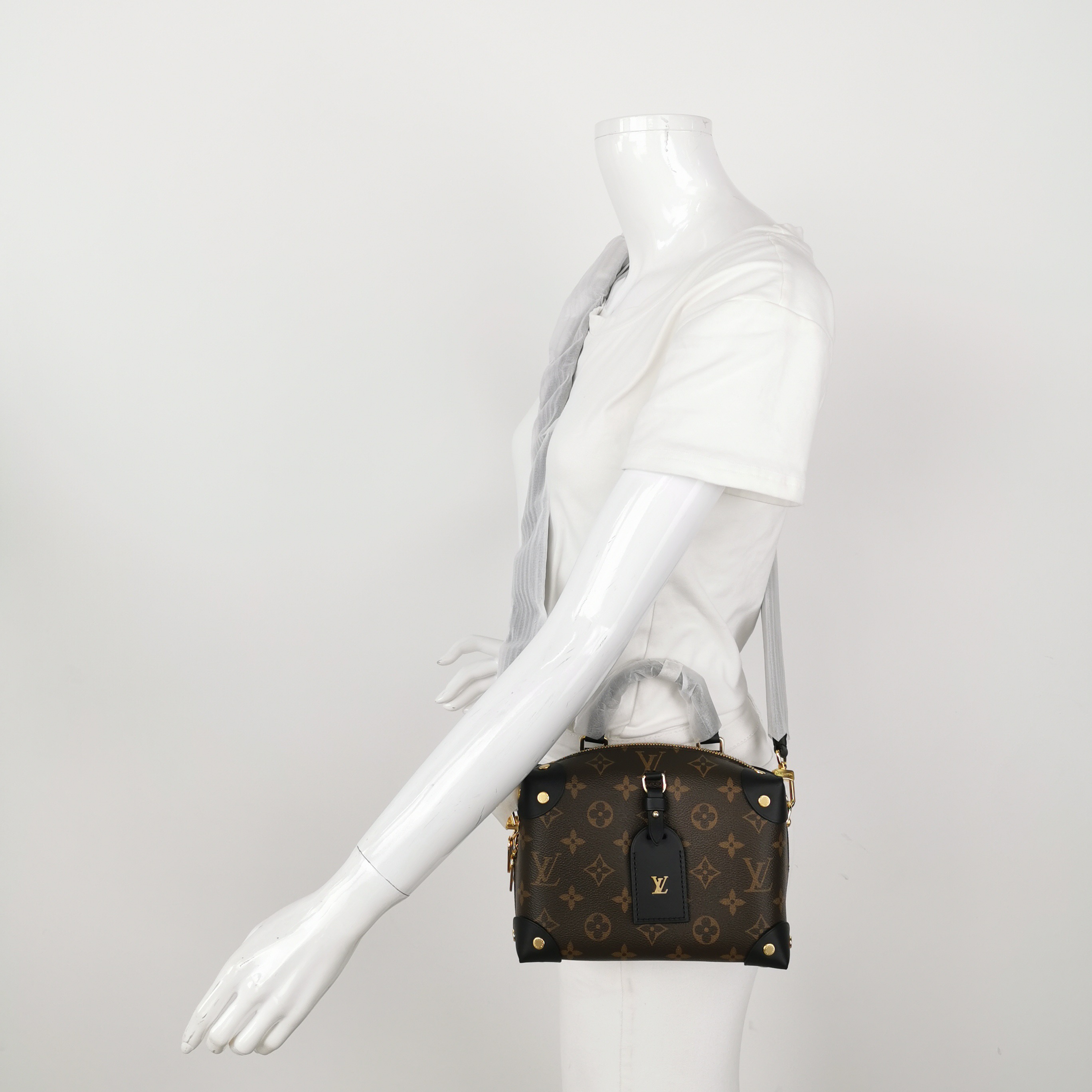Louis Vuitton(LV) Petite Malle Souple Handbag Monogram Canvas with Leather — alternate view