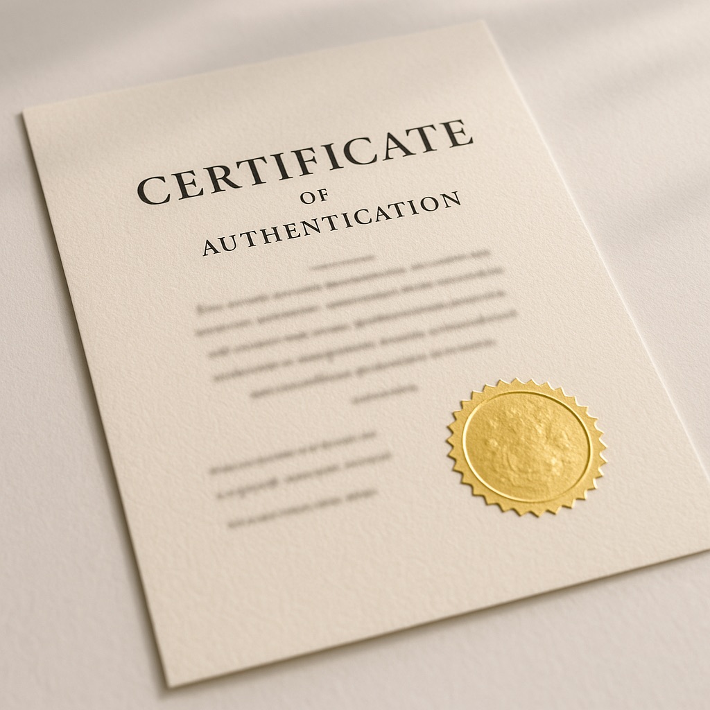 Entrupy official paper authentication certificate