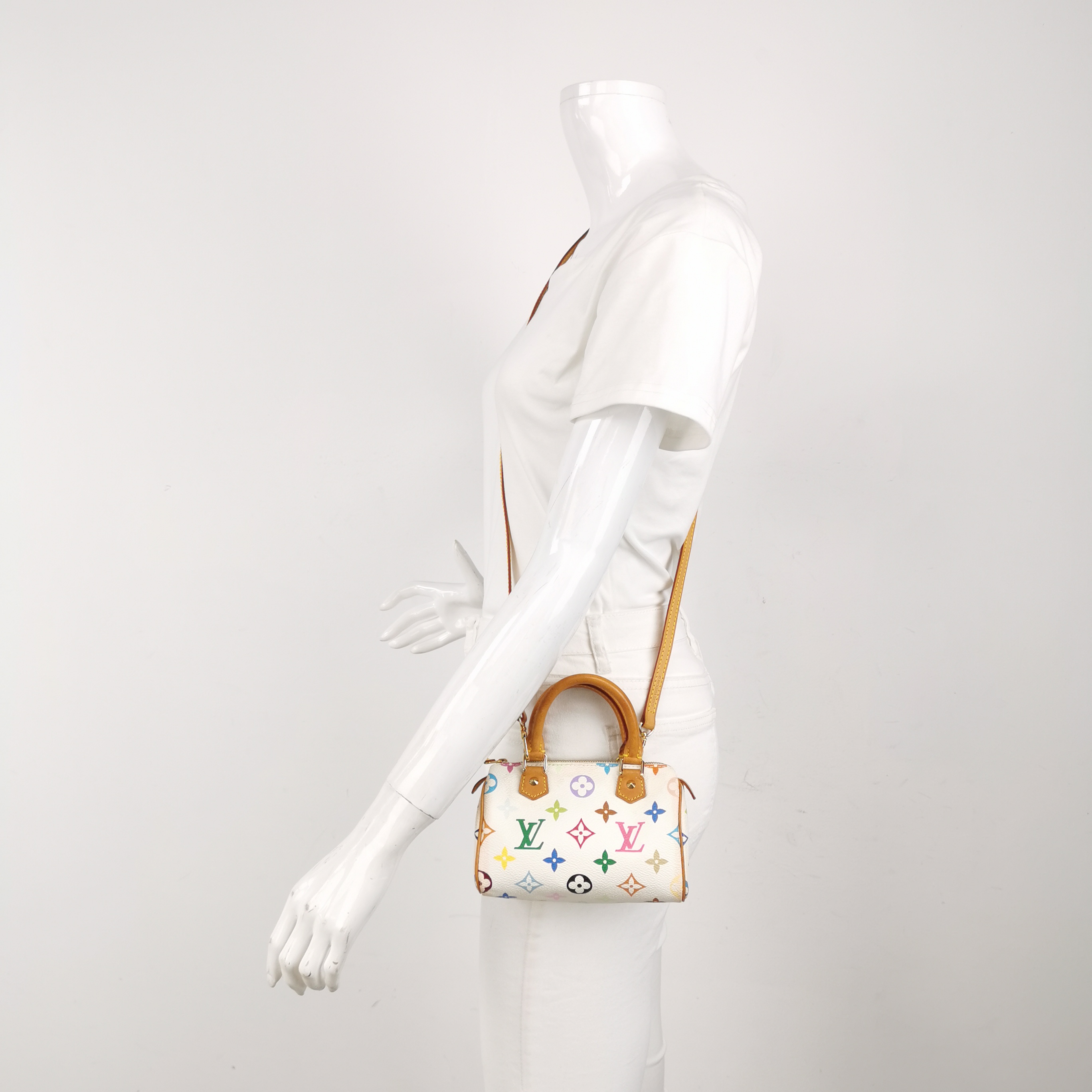 Louis Vuitton (LV) × Takashi Murakami Speedy Nano Multicolore Monogram Vegetable-Tanned Leather Boston Bag, Crossbody & Shoulder Bag