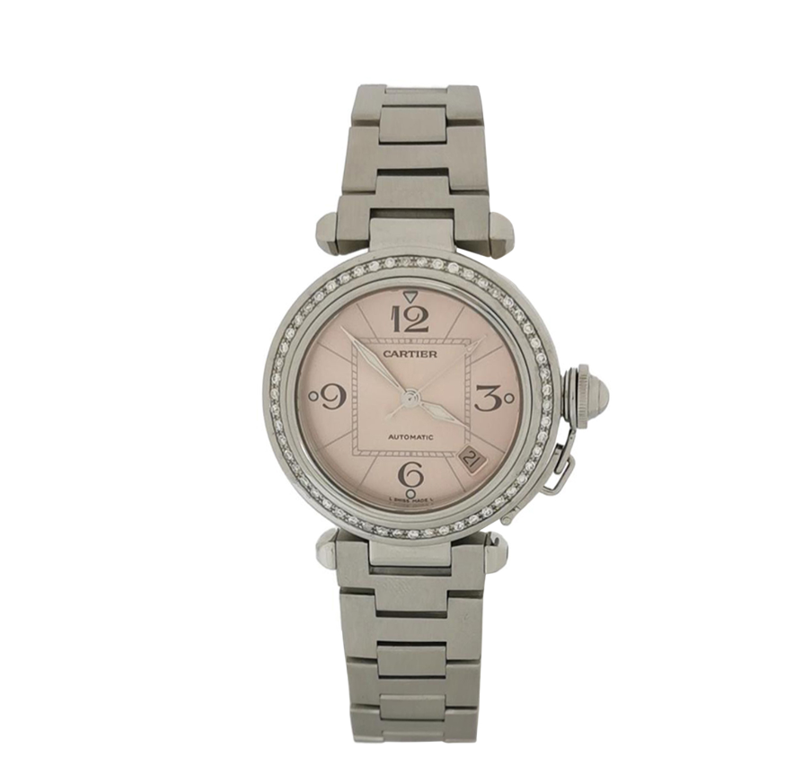 Cartier Pasha de Cartier Ladies' Automatic Watch, Ref. W31075M7, Cal. 049, 35.5mm Steel with Diamonds