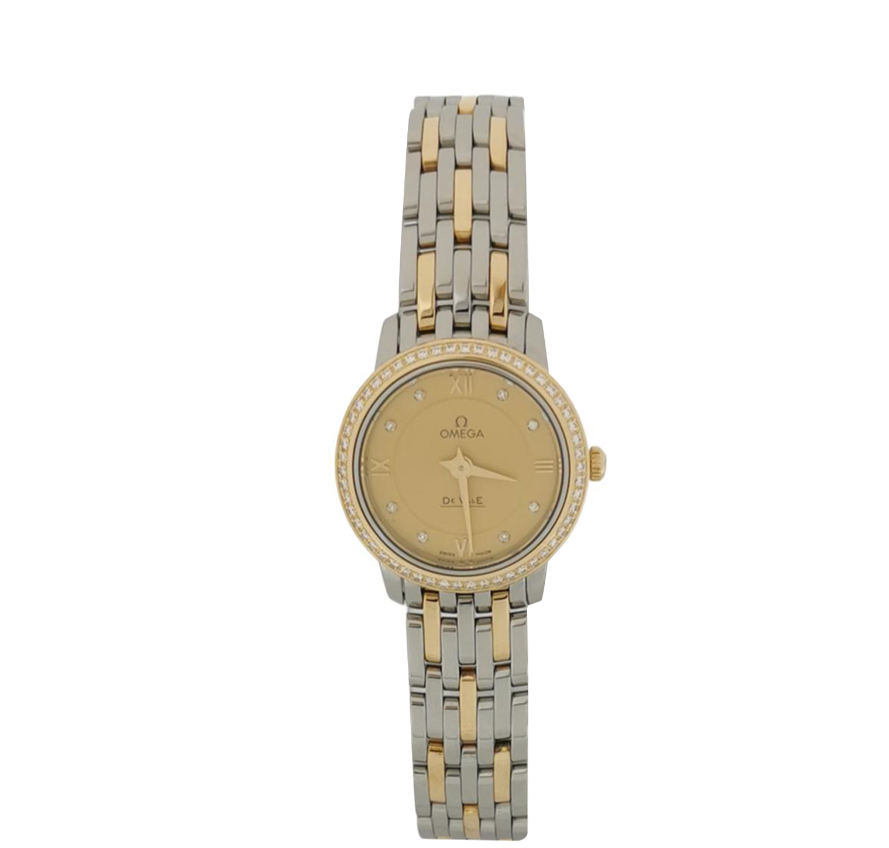 Omega De Ville Ladies' Quartz Watch, 24.4mm Steel & 18K Gold with Diamonds, Cal. 1376