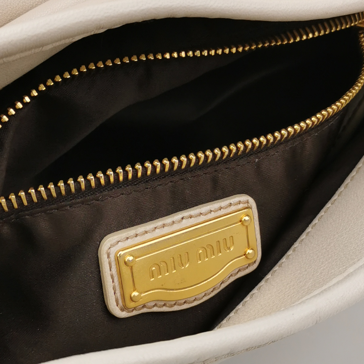 Miu Miu Coffer Matelassé Lambskin Shoulder Bag with Braided Handle, Cream