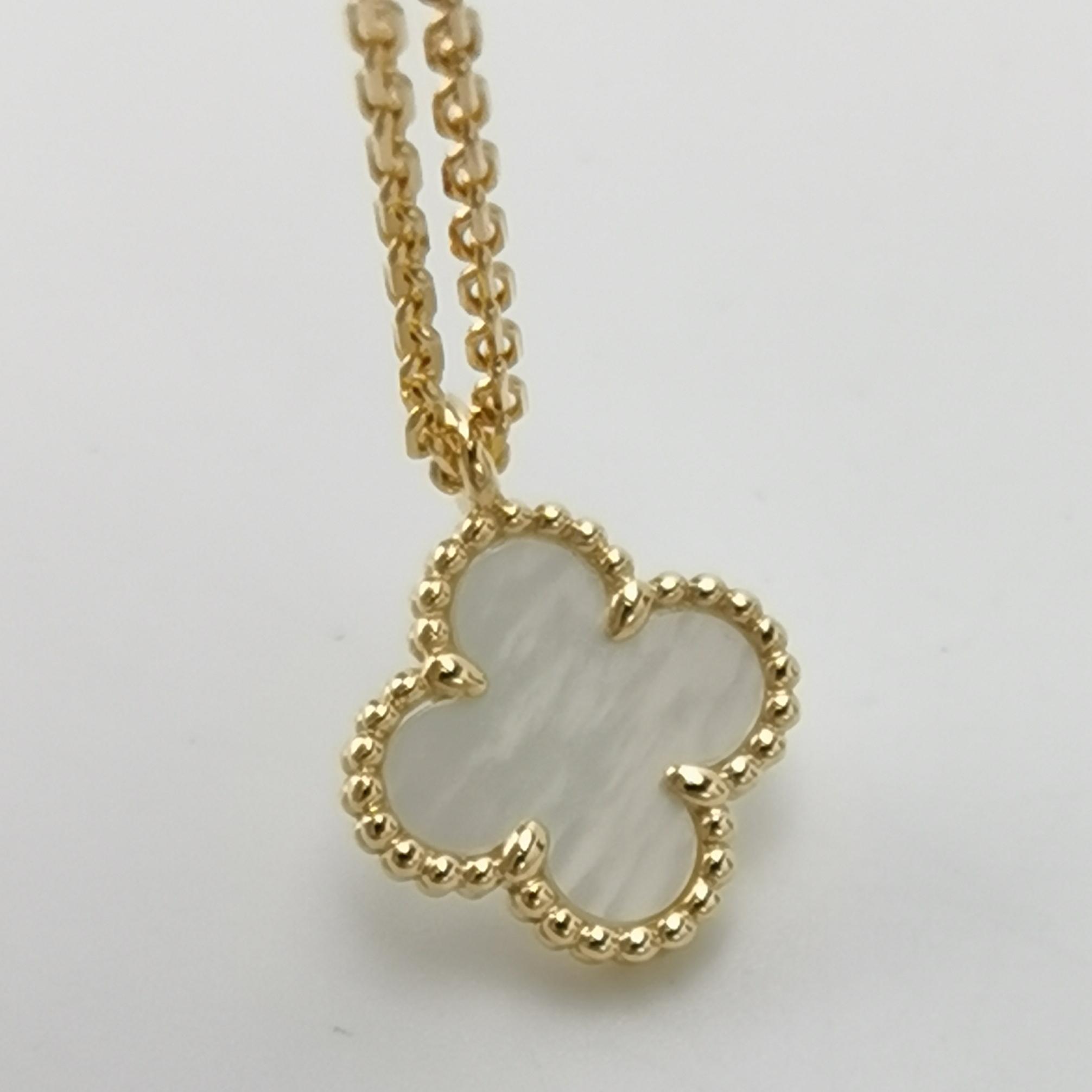 Van Cleef & Arpels Sweet Alhambra Pendant Necklace in 18K Yellow Gold & Mother-of-Pearl