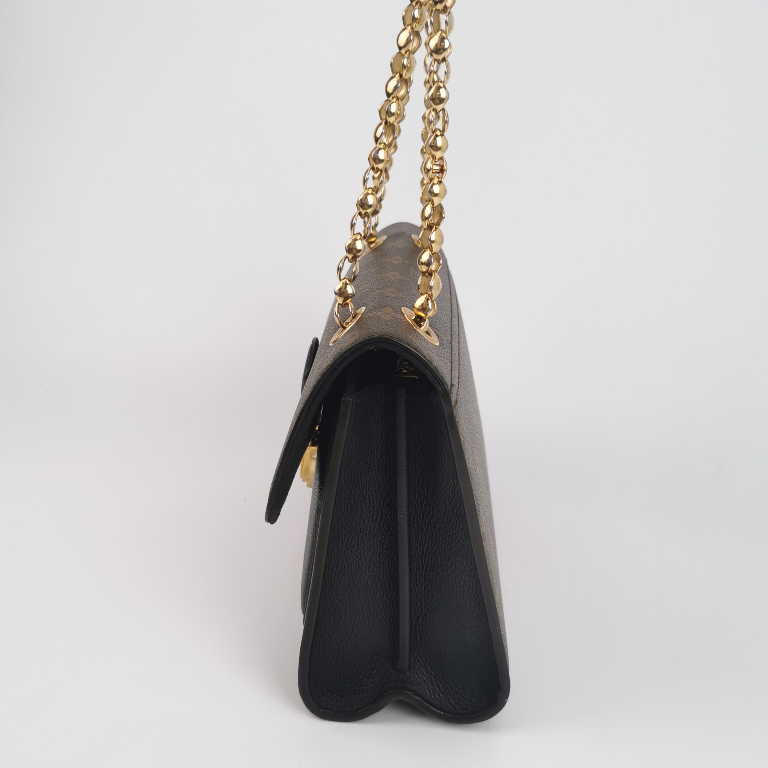 Louis Vuitton(LV) Victoire Monogram Canvas Black Leather Chain Shoulder Bag — photo 5 of 13