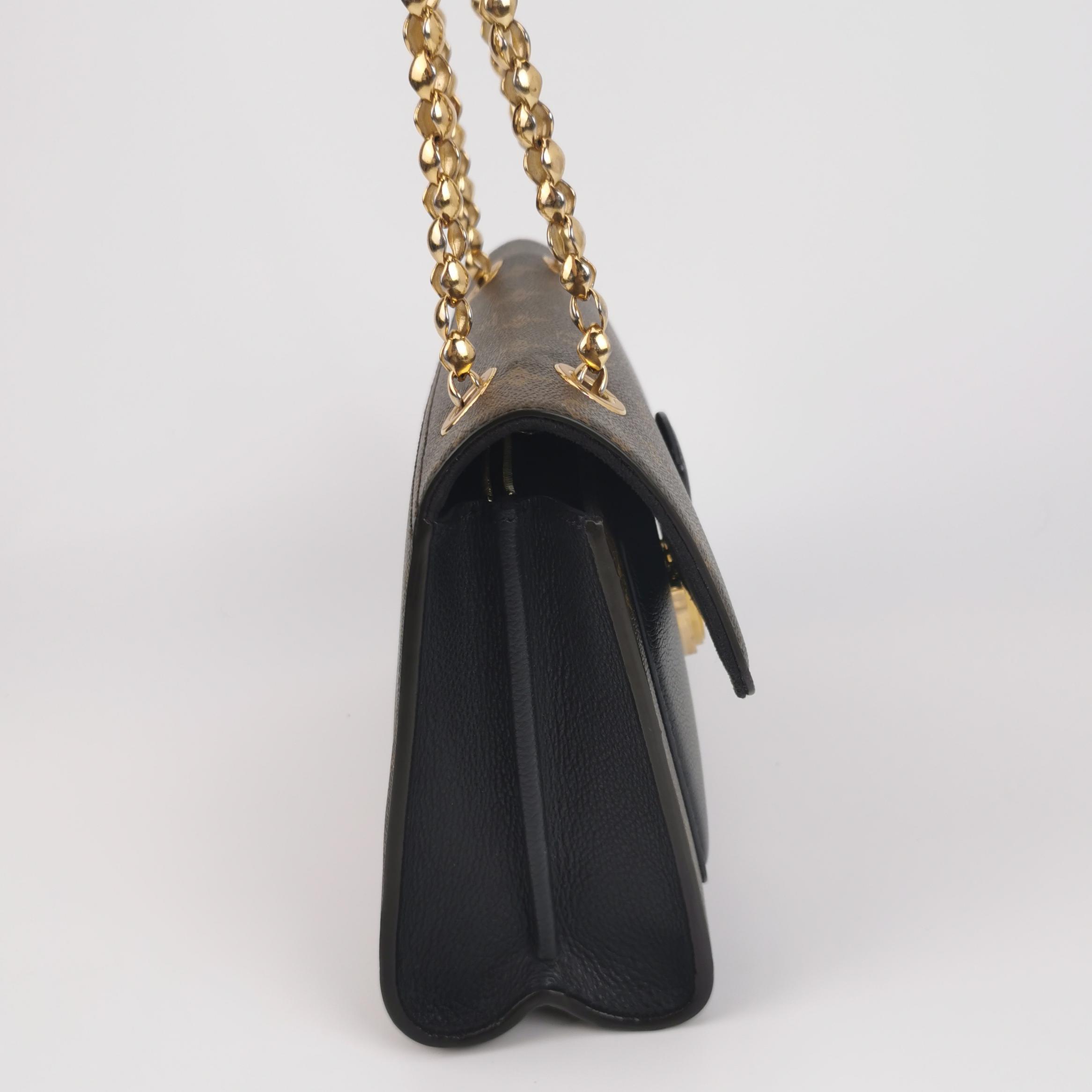Louis Vuitton(LV) Victoire Monogram Canvas Black Leather Chain Shoulder Bag — photo 4 of 13