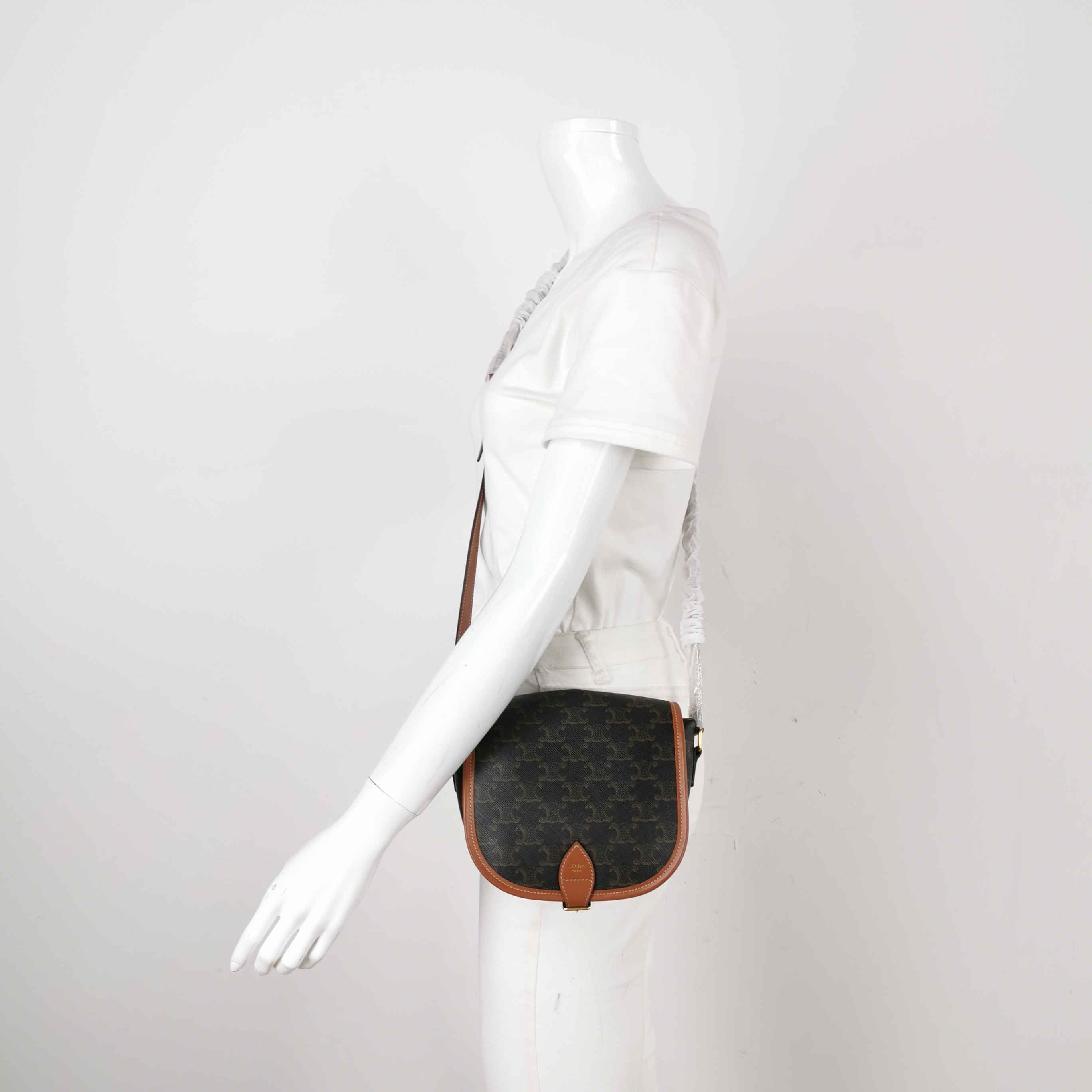 Celine Folco Bag Triomphe Coated Canvas Medium — alternate view