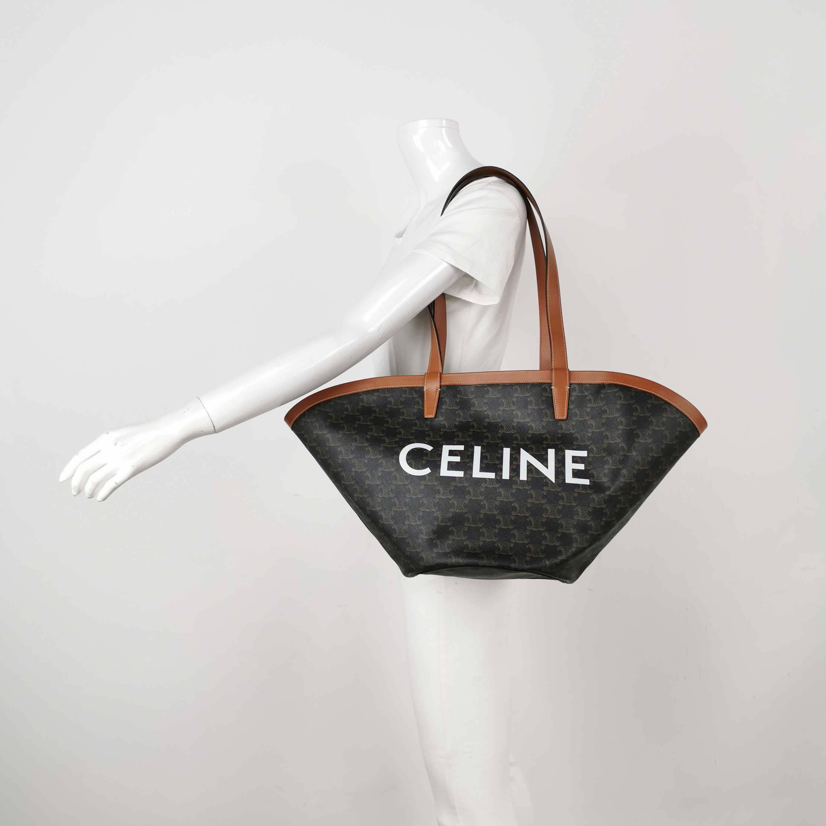 Celine Couffin Tote Shoulder Bag Black Brown Medium