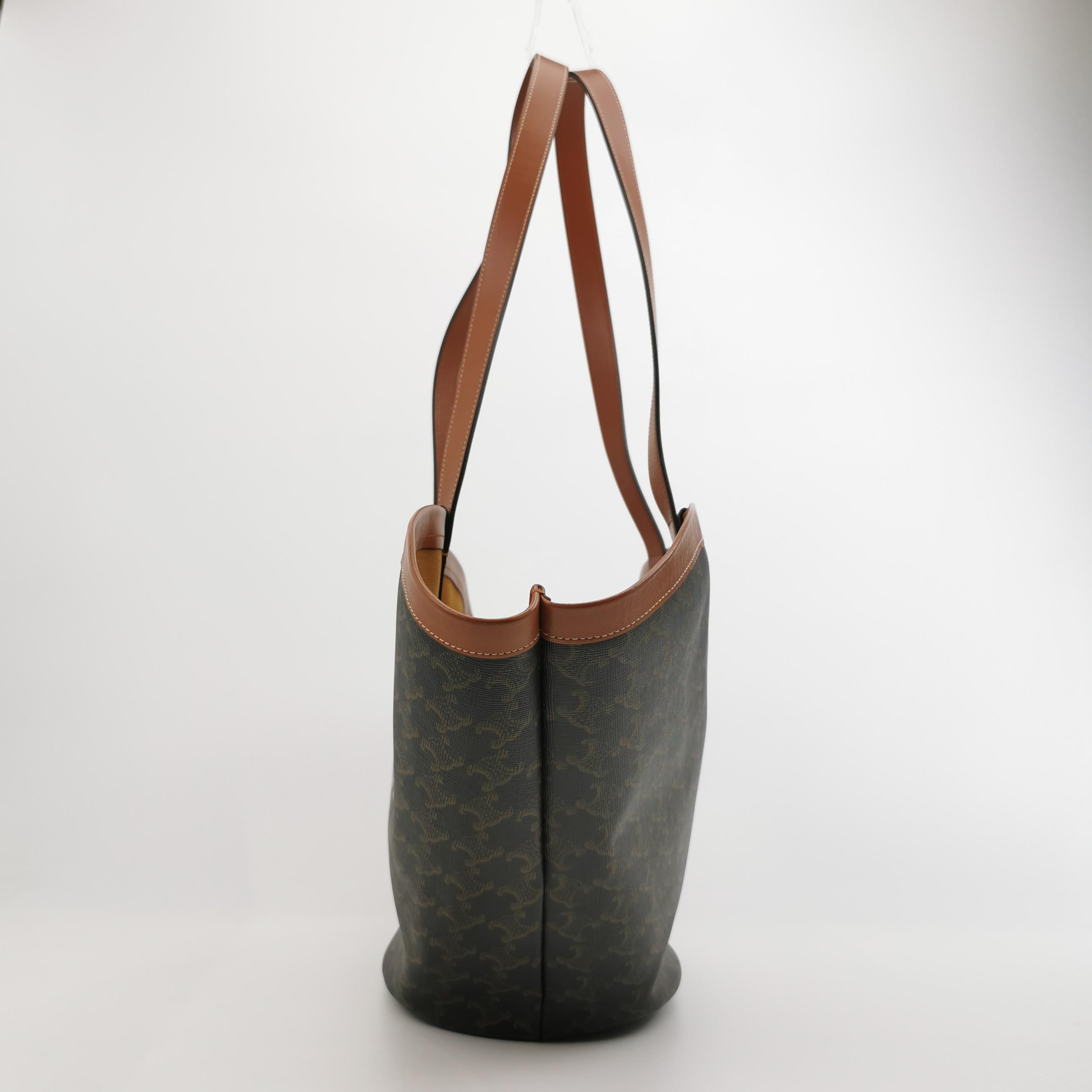 Celine Couffin Tote Shoulder Bag Black Brown Medium