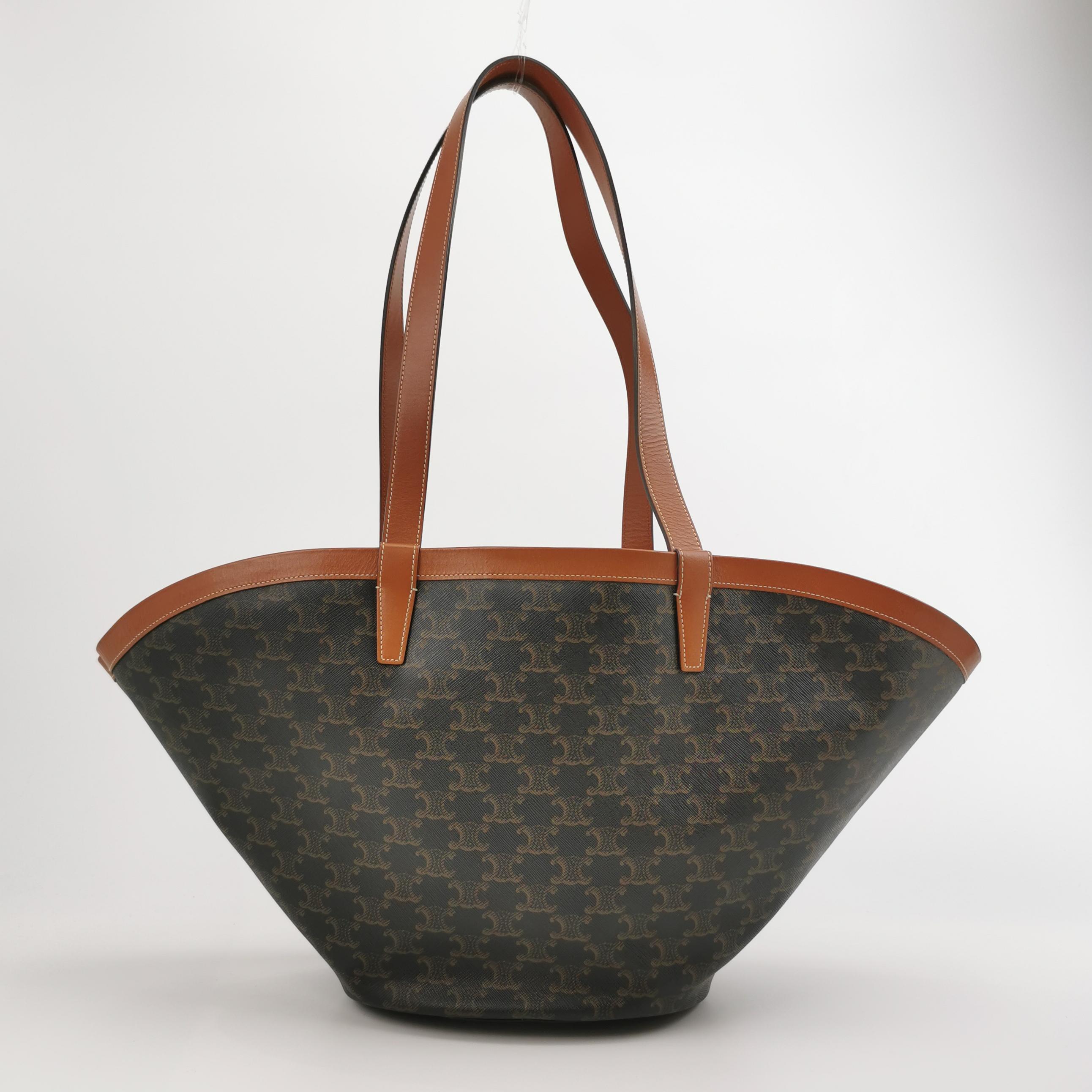 Celine Couffin Tote Shoulder Bag Black Brown Medium