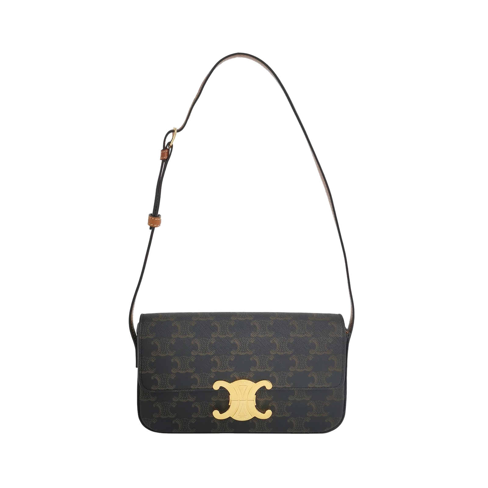 Celine Claude Shoulder Bag Triomphe Coated Canvas