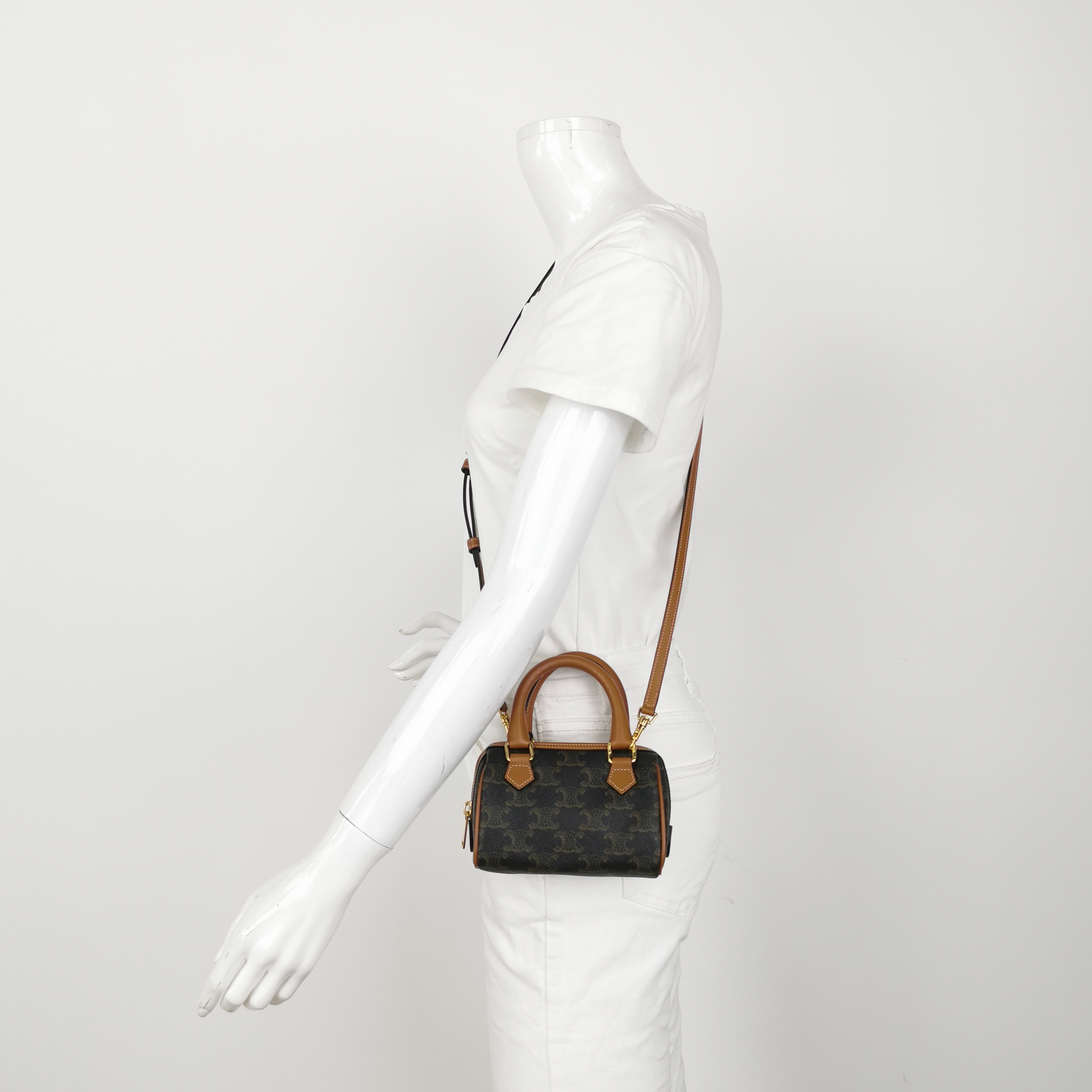 Celine Boston Bag Triomphe Coated Canvas Mini — alternate view