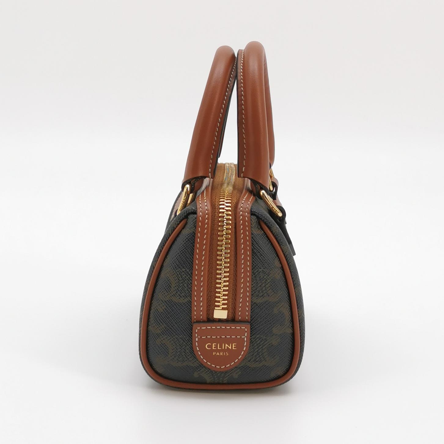 Celine Boston Bag Triomphe Coated Canvas Mini — photo 3 of 14