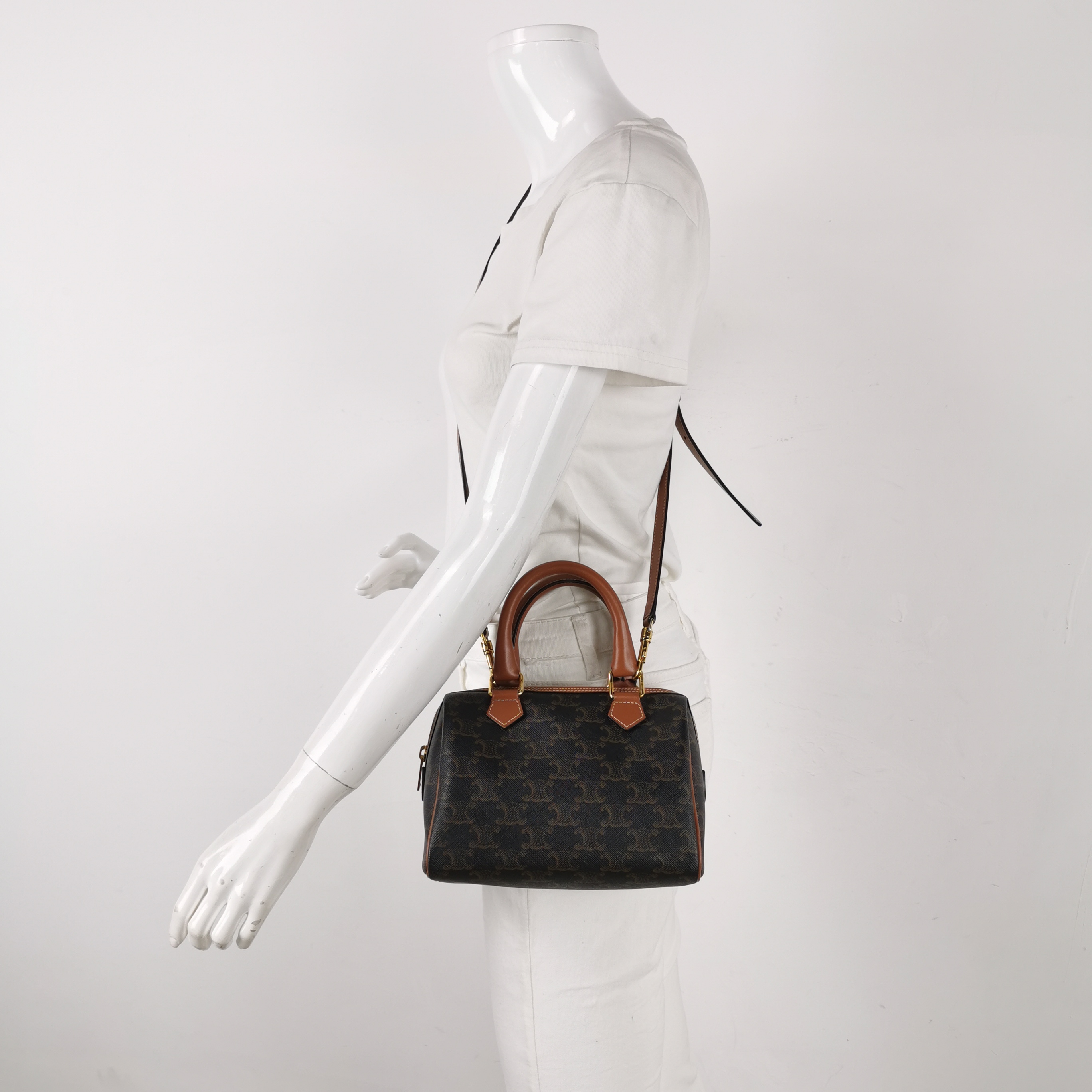 Celine Boston Bag Triomphe Coated Canvas Small — alternate view
