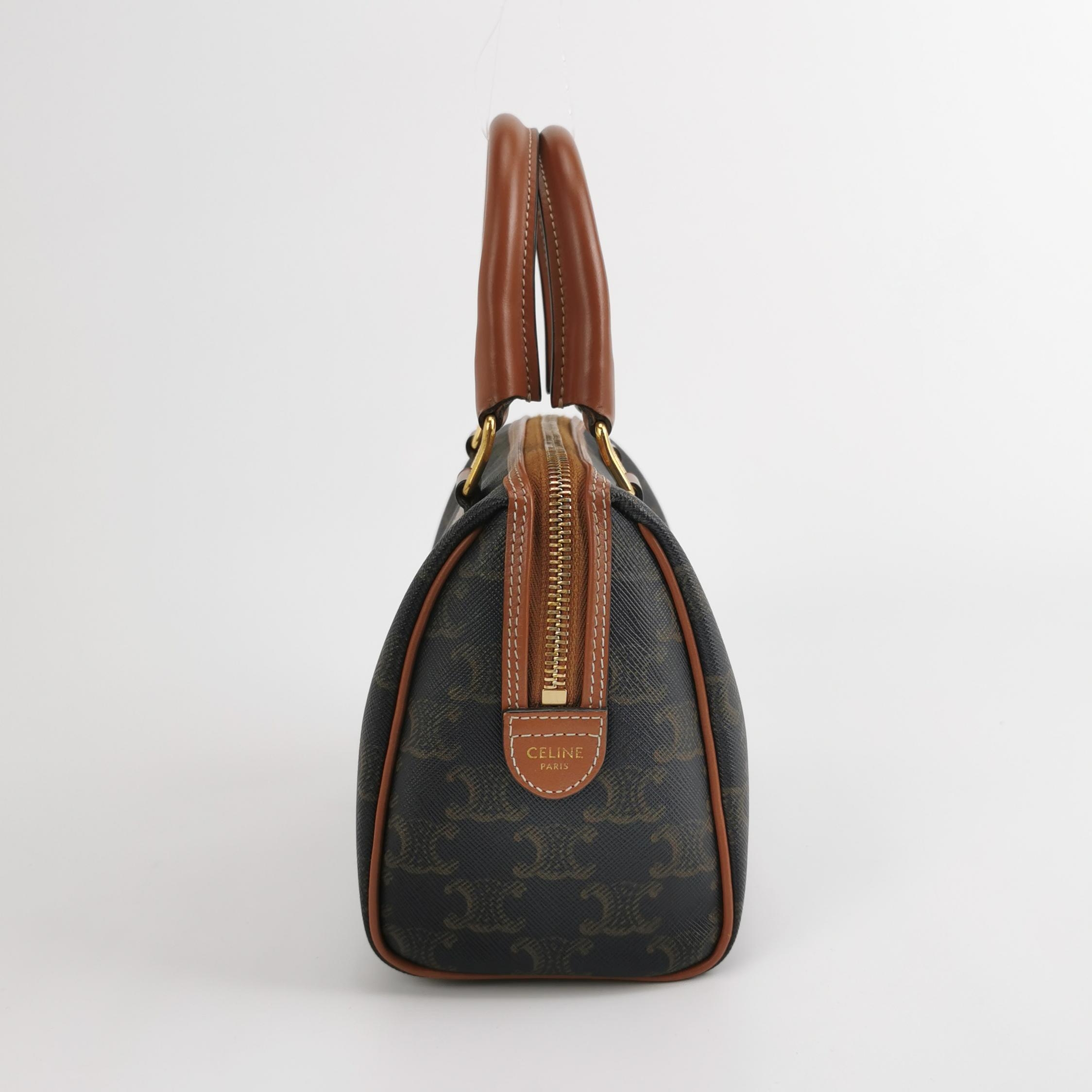 Celine Boston Bag Triomphe Coated Canvas Small — photo 4 of 17