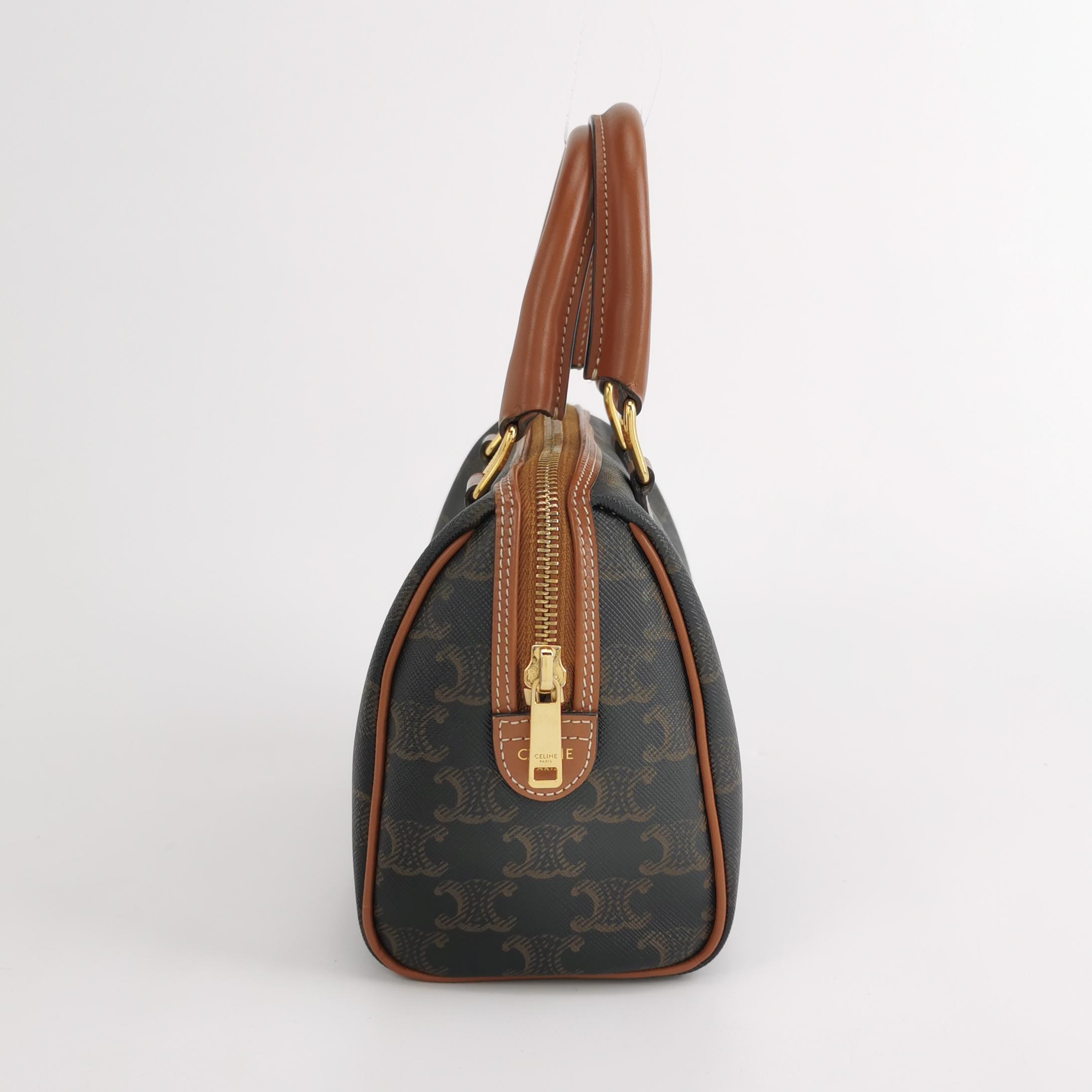 Celine Boston Bag Triomphe Coated Canvas Small — photo 3 of 17