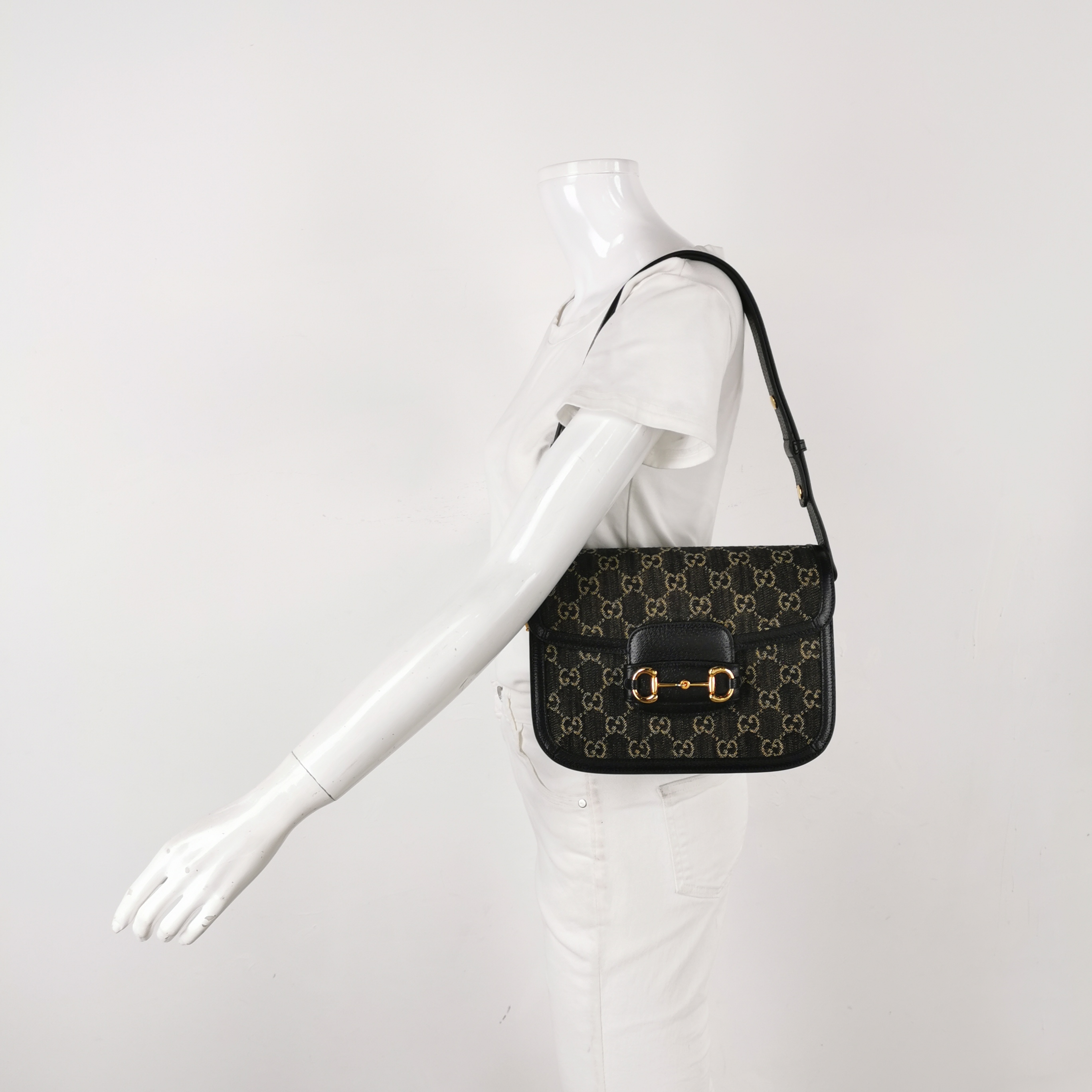 Gucci Horsebit 1955 Shoulder Bag GG Denim Small — alternate view