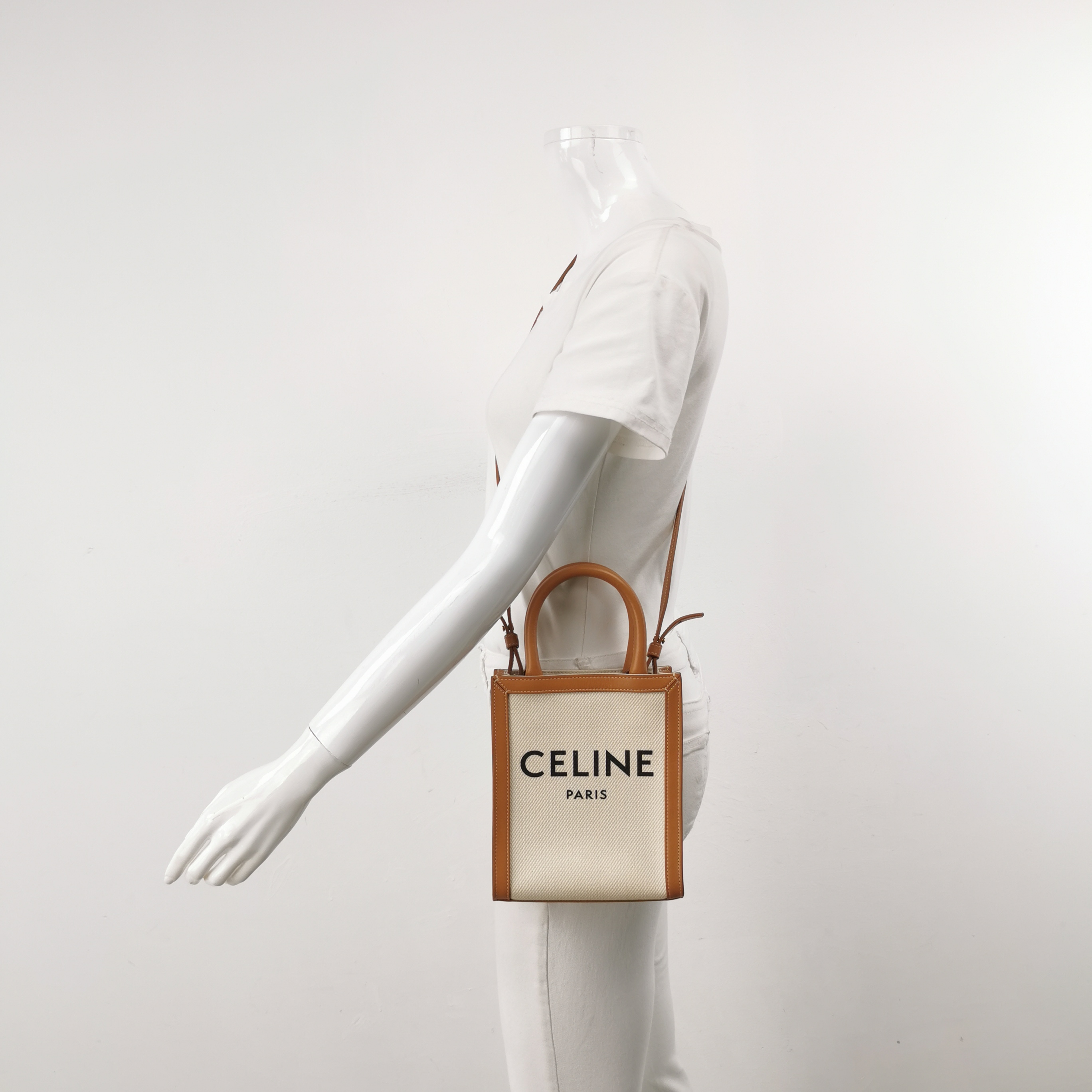 Celine Vertical Cabas Tote Canvas with Leather Mini — alternate view