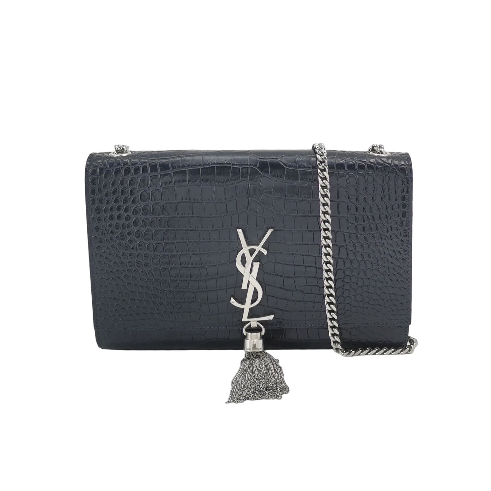 Saint Laurent(YSL) Classic Monogram Tassel Crossbody Bag Crocodile Embossed Leather Medium — photo 1 of 13