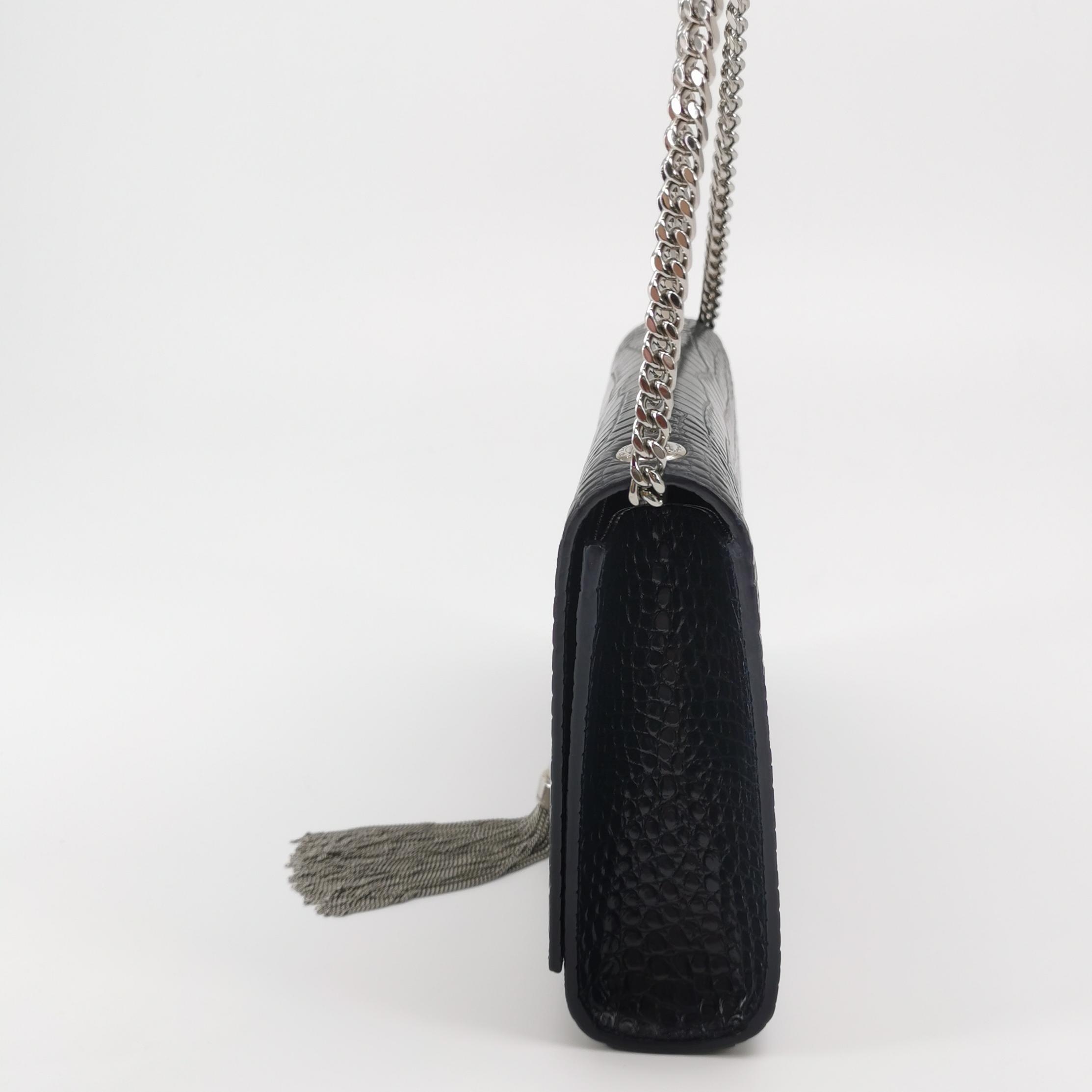 Saint Laurent(YSL) Classic Monogram Tassel Crossbody Bag Crocodile Embossed Leather Medium — photo 3 of 13