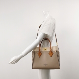 Louis Vuitton(LV) On My Side Tote Leather with Monogram Canvas MM — thumbnail 2