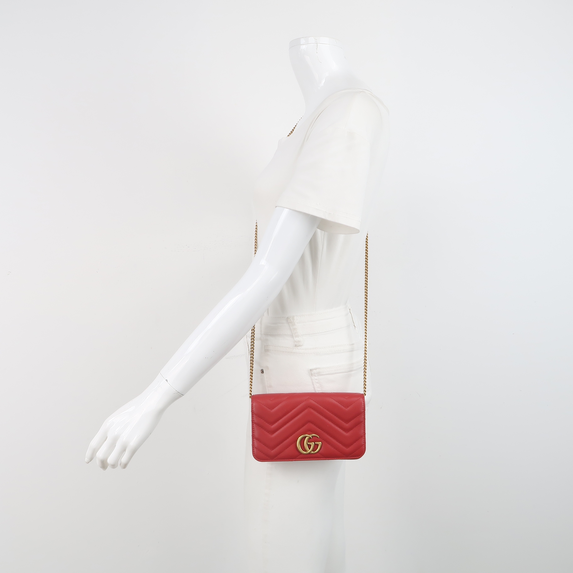 Gucci GG Marmont Chain Flap Bag Matelasse Leather Mini — alternate view