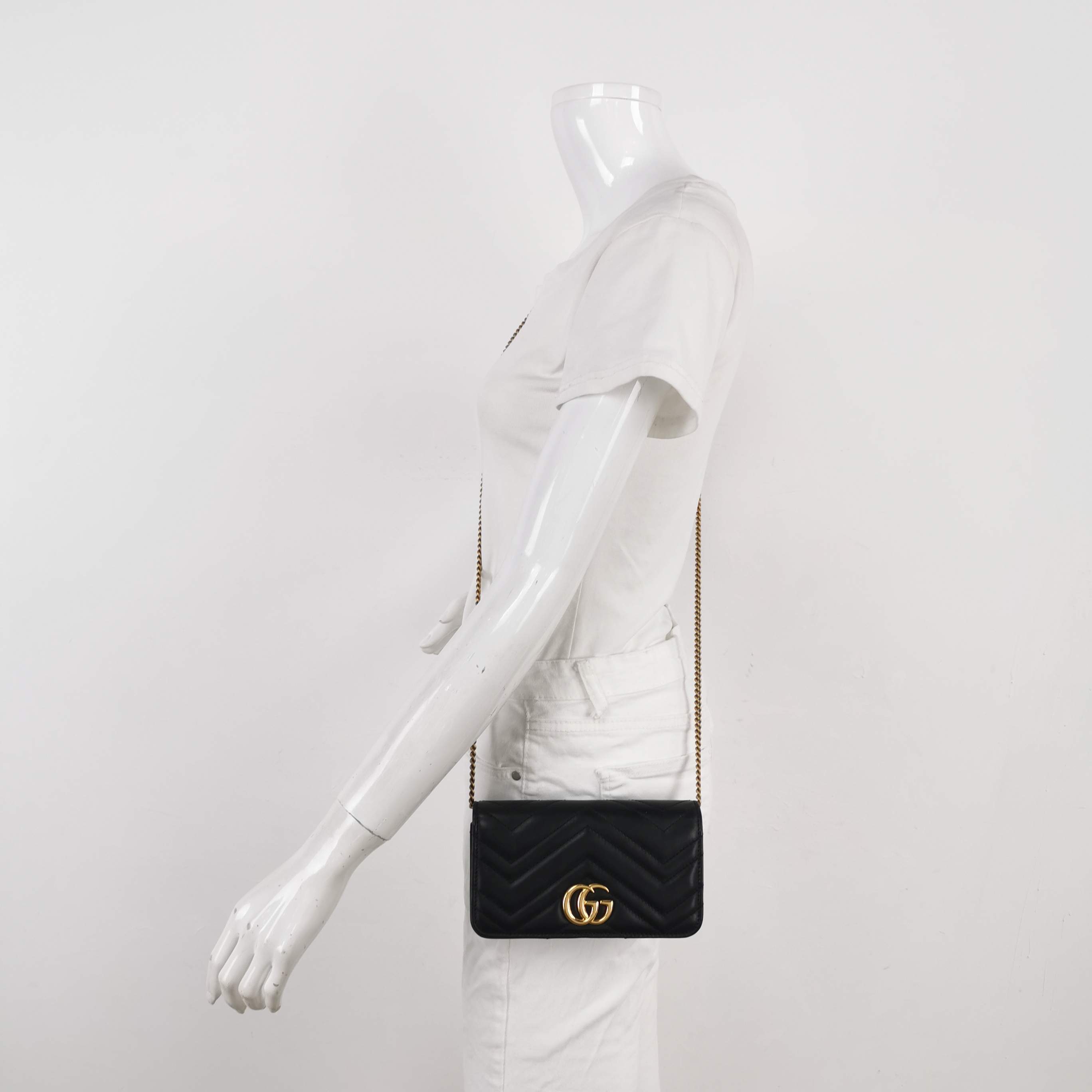 Gucci GG Marmont Chain Flap Bag Matelasse Leather Mini — alternate view