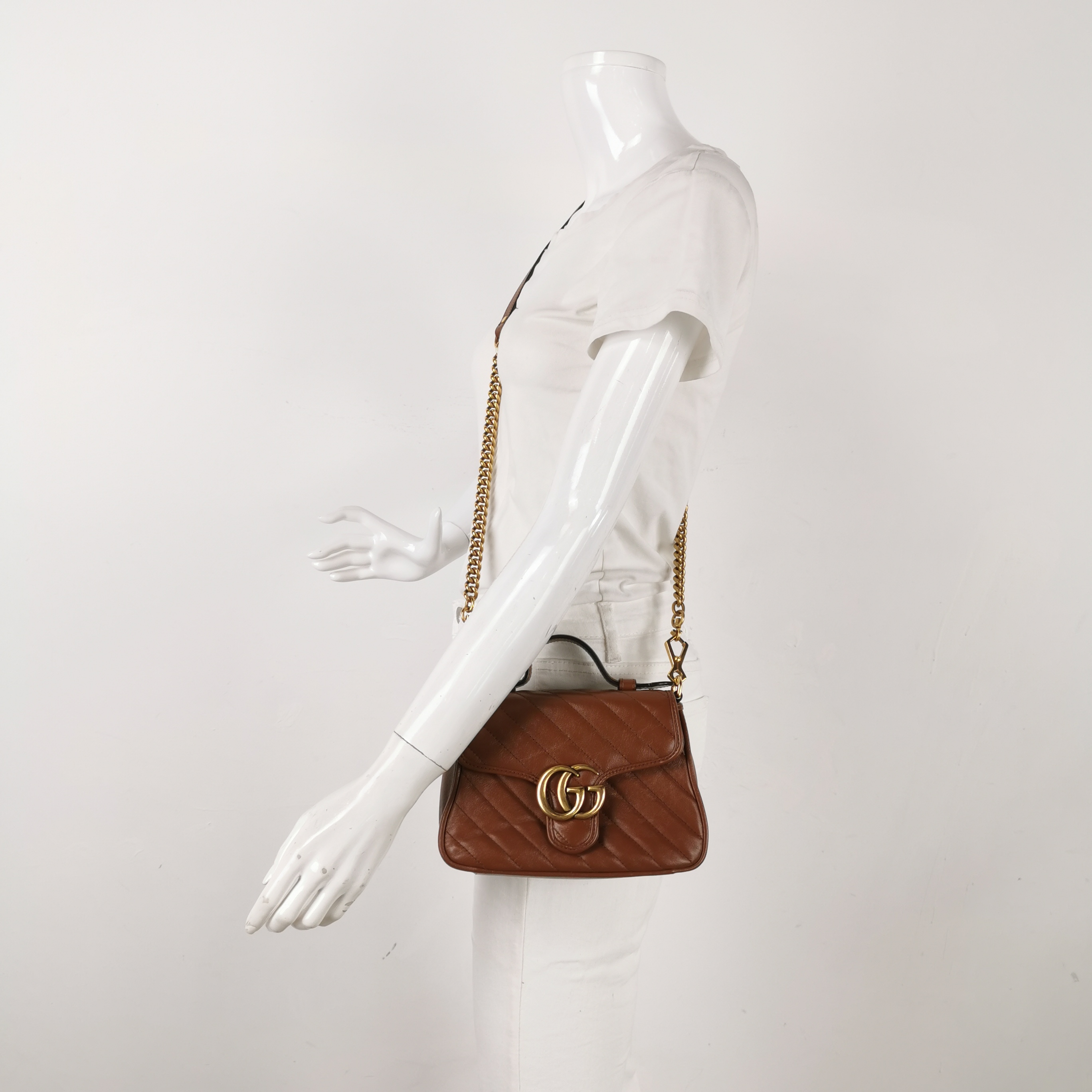 Gucci GG Marmont Top Handle Flap Bag Matelasse Leather Mini — alternate view