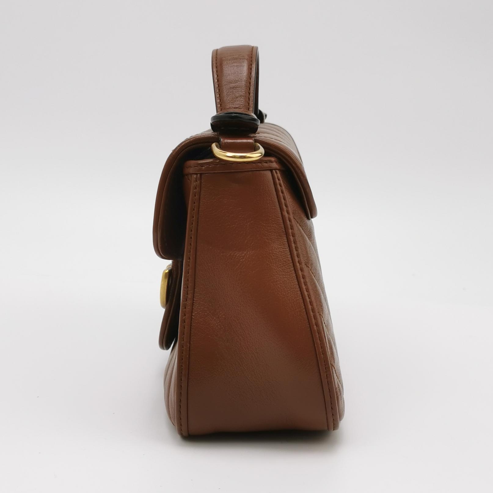 Gucci GG Marmont Top Handle Flap Bag Matelasse Leather Mini — photo 3 of 17