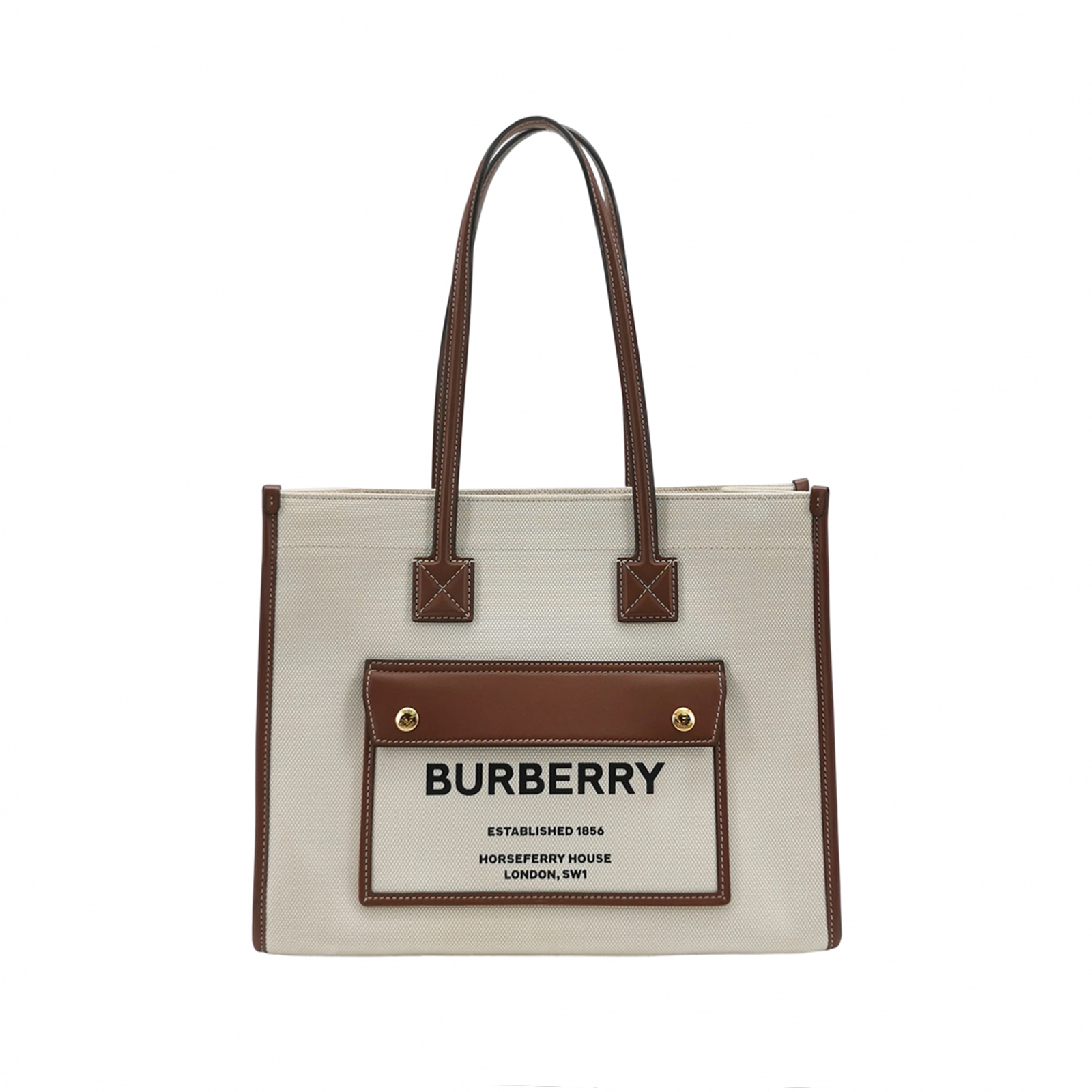 Burberry Freya Shopping Tote Canvas with Leather Small — photo 1 of 12
