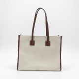 Burberry Freya Shopping Tote Canvas with Leather Small — thumbnail 5