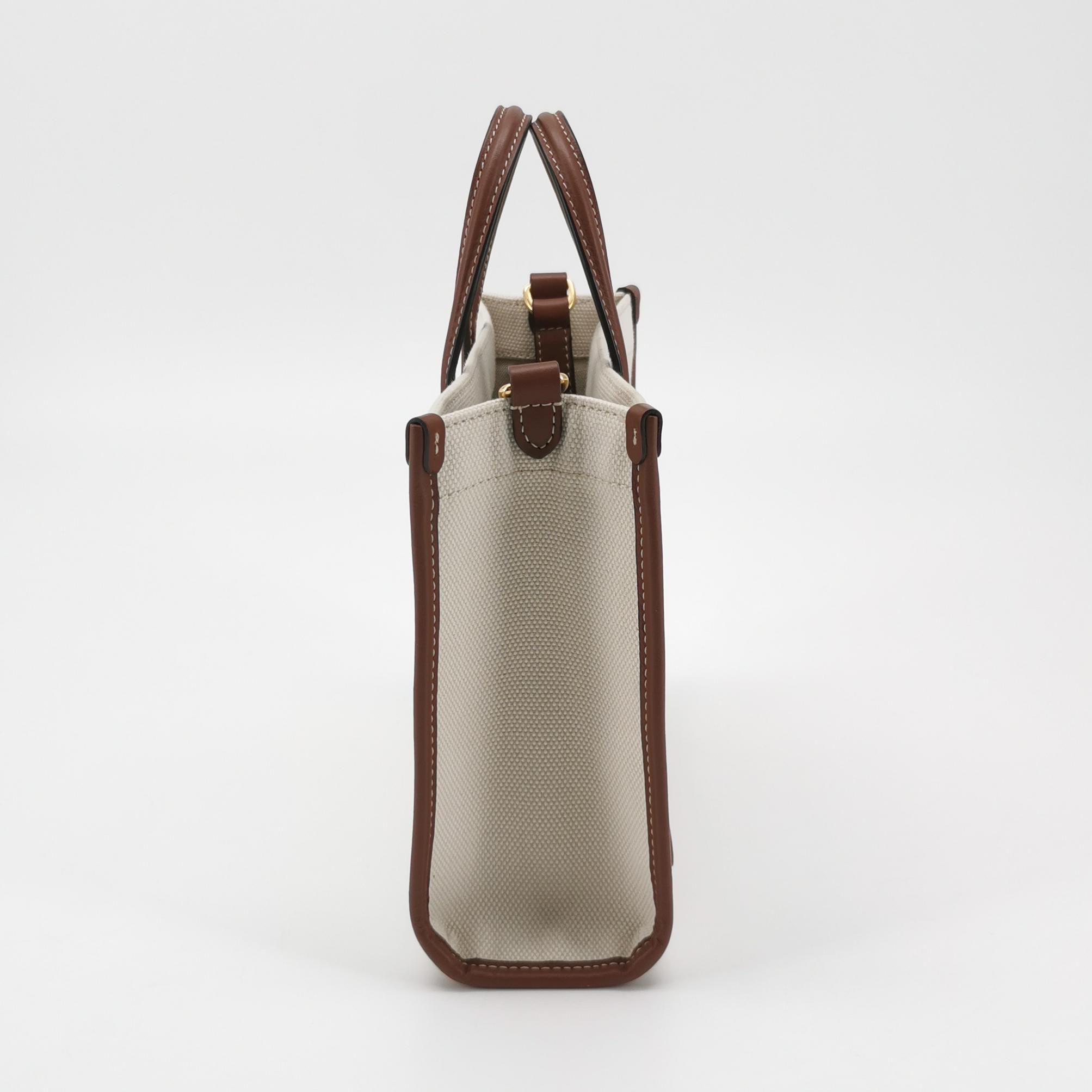 Burberry Freya Shopping Tote Canvas with Leather Mini — photo 4 of 11
