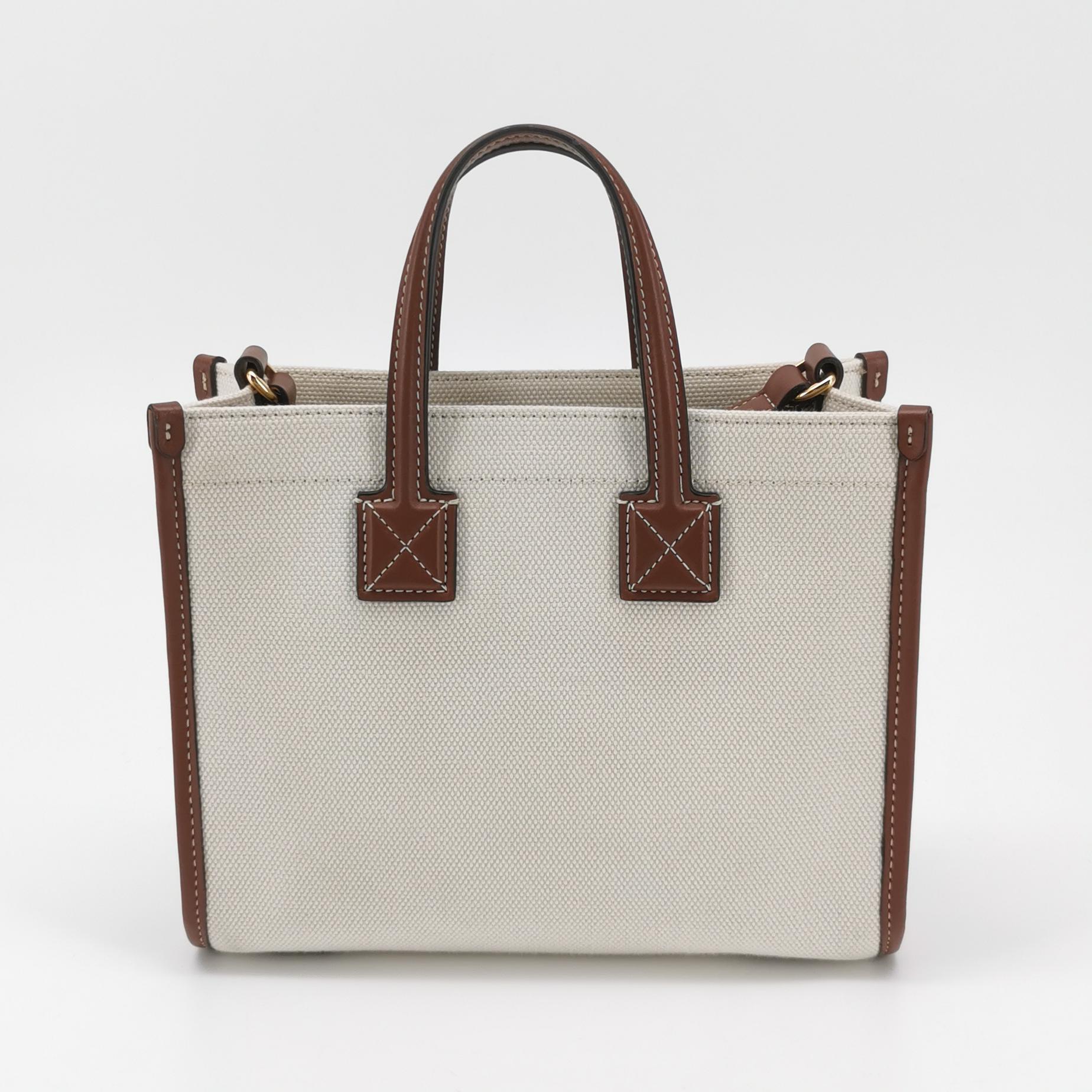 Burberry Freya Shopping Tote Canvas with Leather Mini — photo 5 of 11