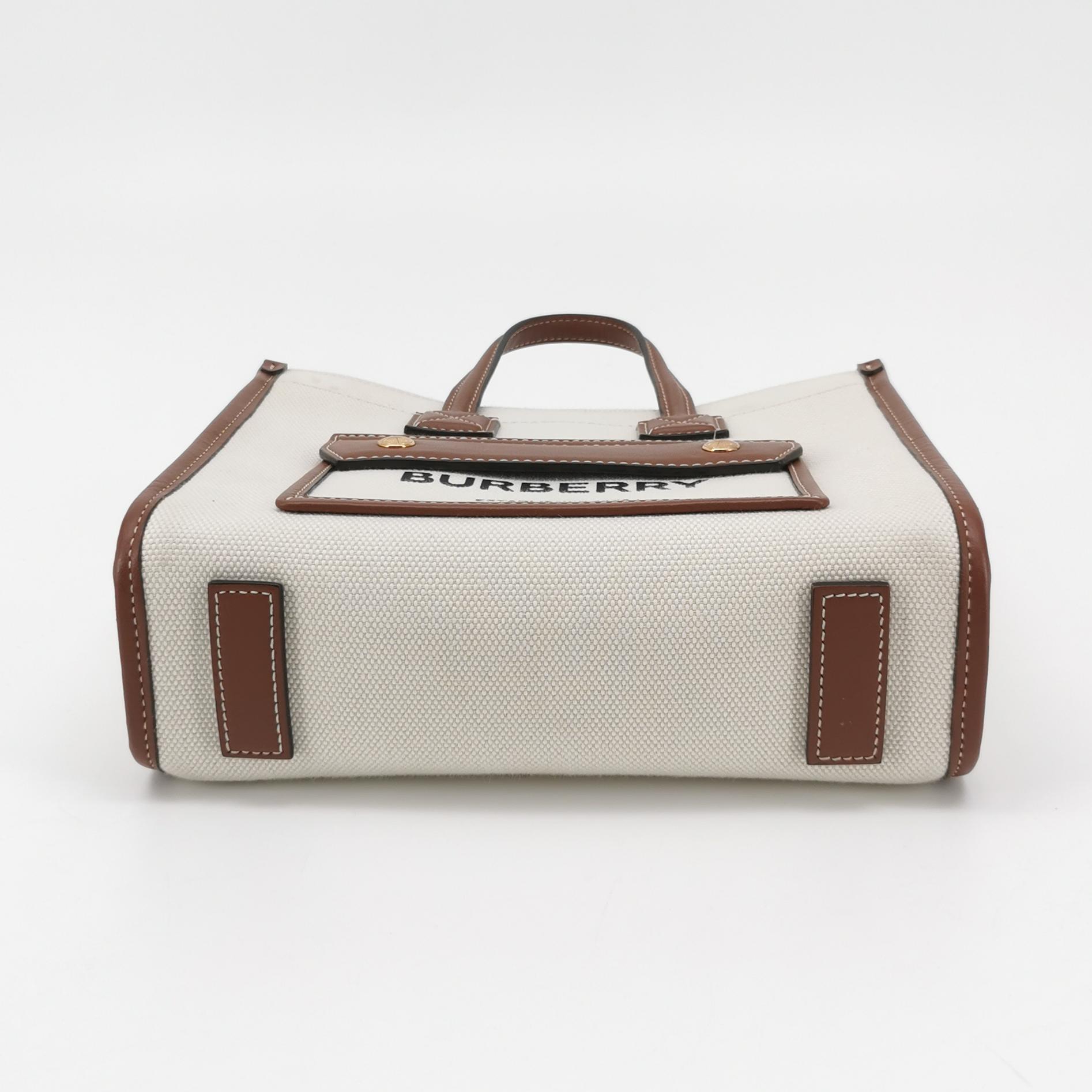 Burberry Freya Shopping Tote Canvas with Leather Mini — photo 6 of 11