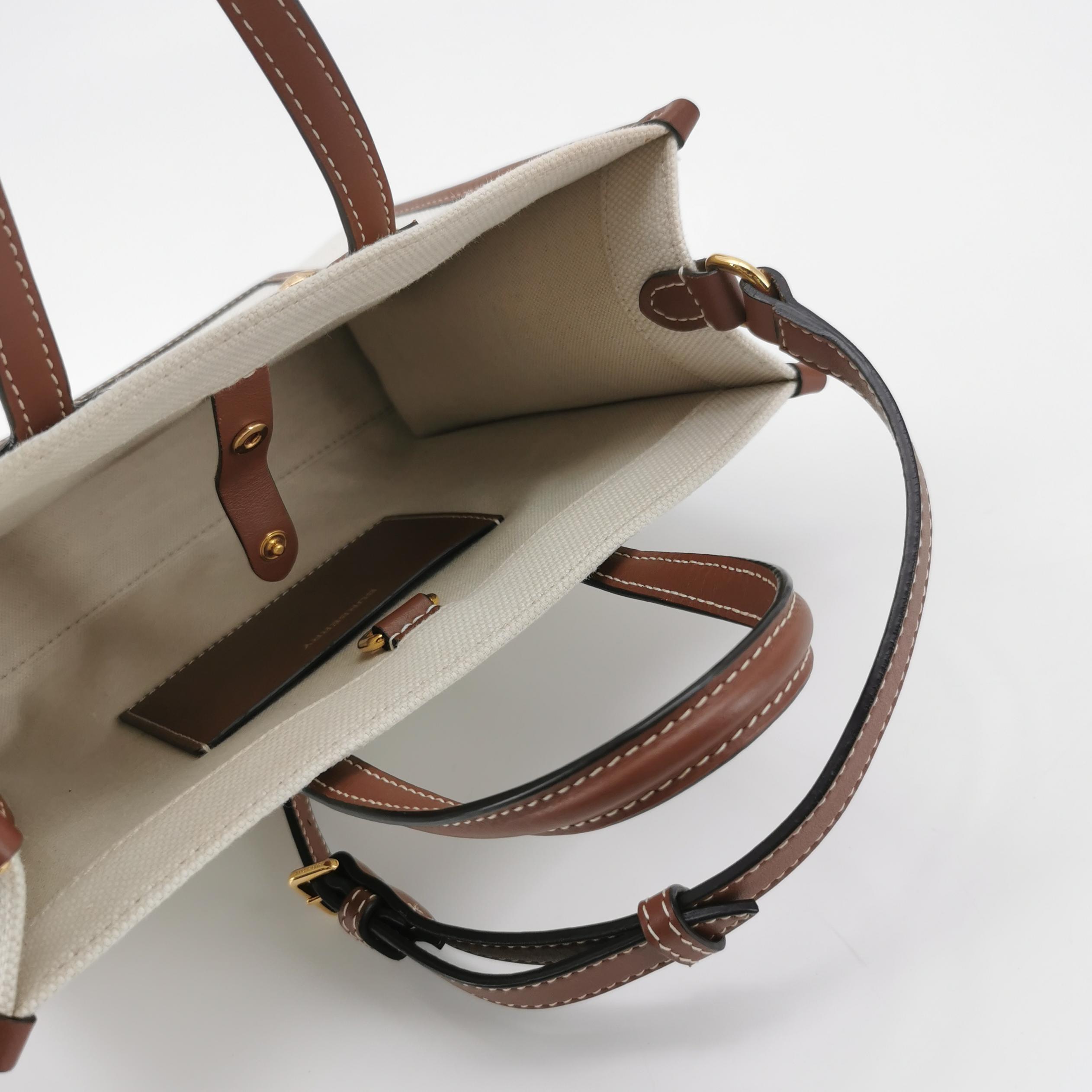 Burberry Freya Shopping Tote Canvas with Leather Mini — photo 7 of 11