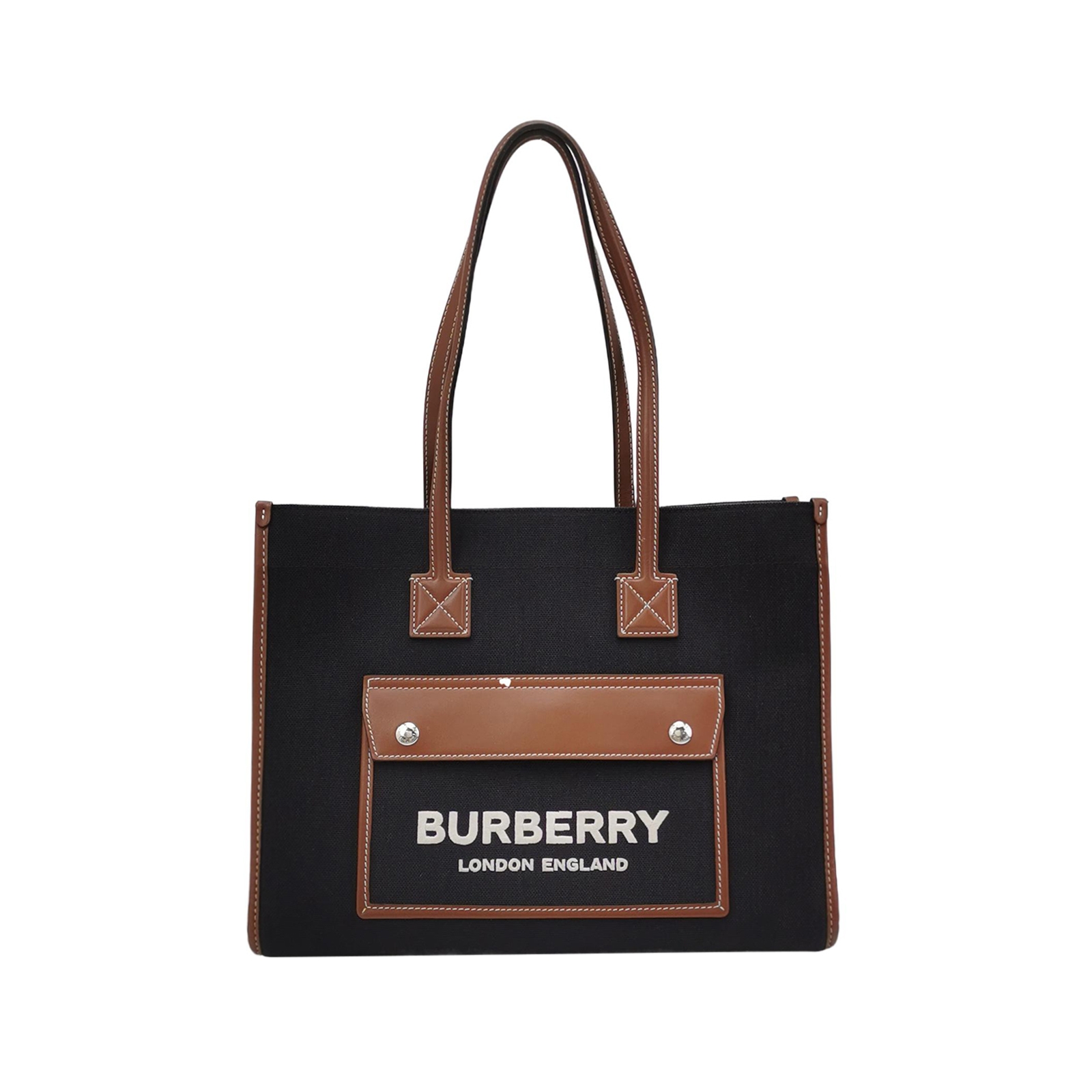 Burberry Freya Shopping Tote Canvas with Leather Small — photo 1 of 13