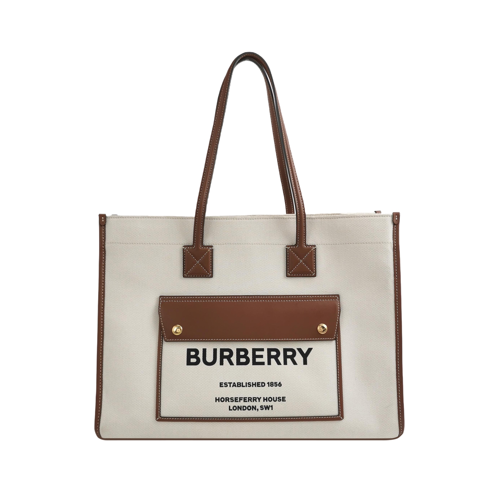 Burberry Freya Shopping Tote Canvas with Leather Medium — photo 1 of 13