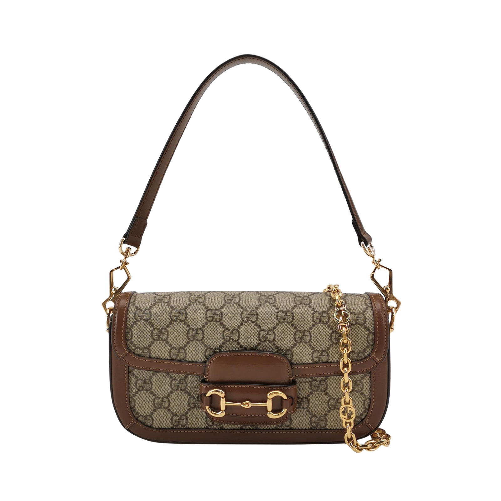 Gucci Horsebit 1955 Shoulder Bag GG Coated Canvas with Leather East West — photo 1 of 15
