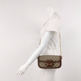 Gucci Horsebit 1955 Shoulder Bag GG Coated Canvas with Leather East West — thumbnail 2
