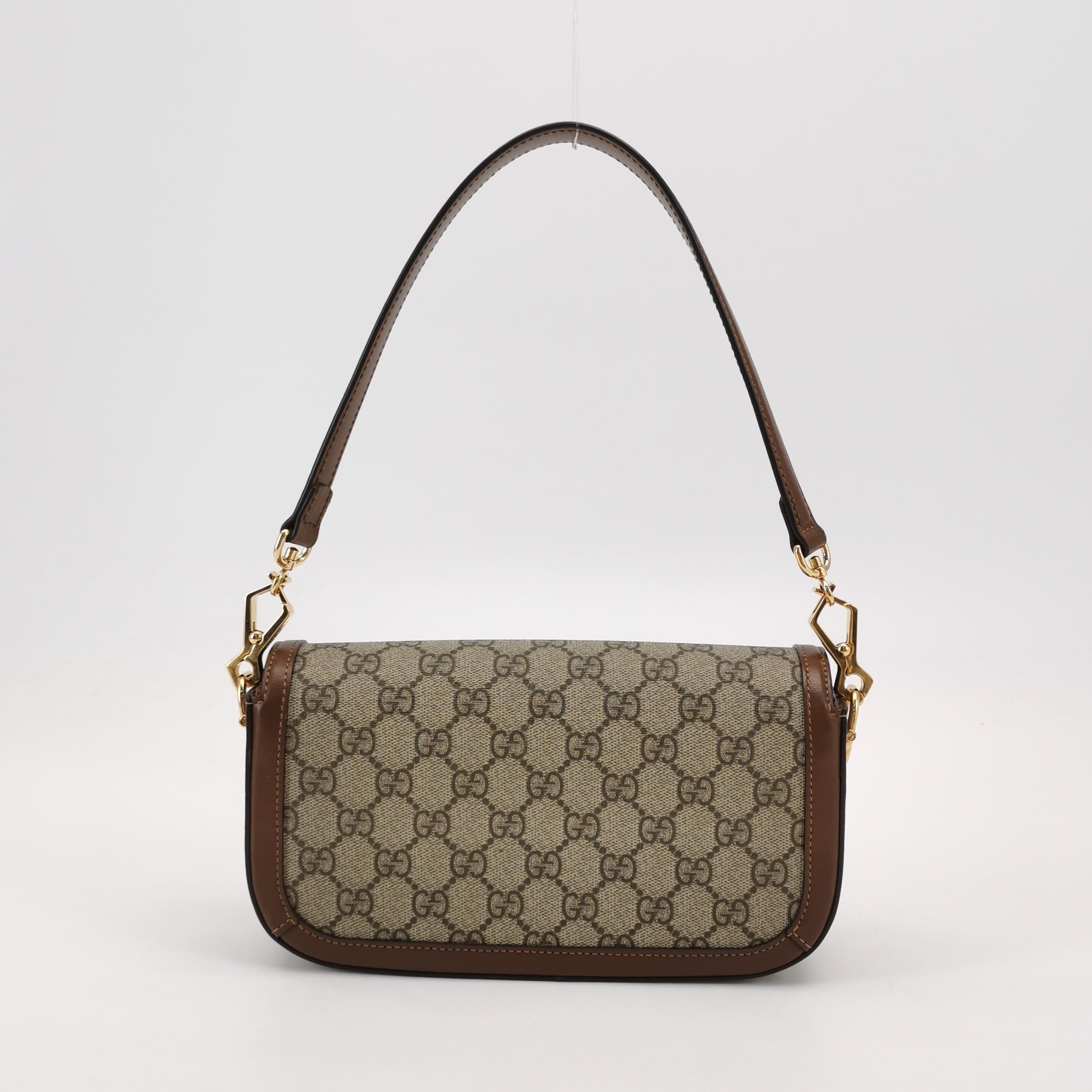 Gucci Horsebit 1955 Shoulder Bag GG Coated Canvas with Leather East West — photo 5 of 15